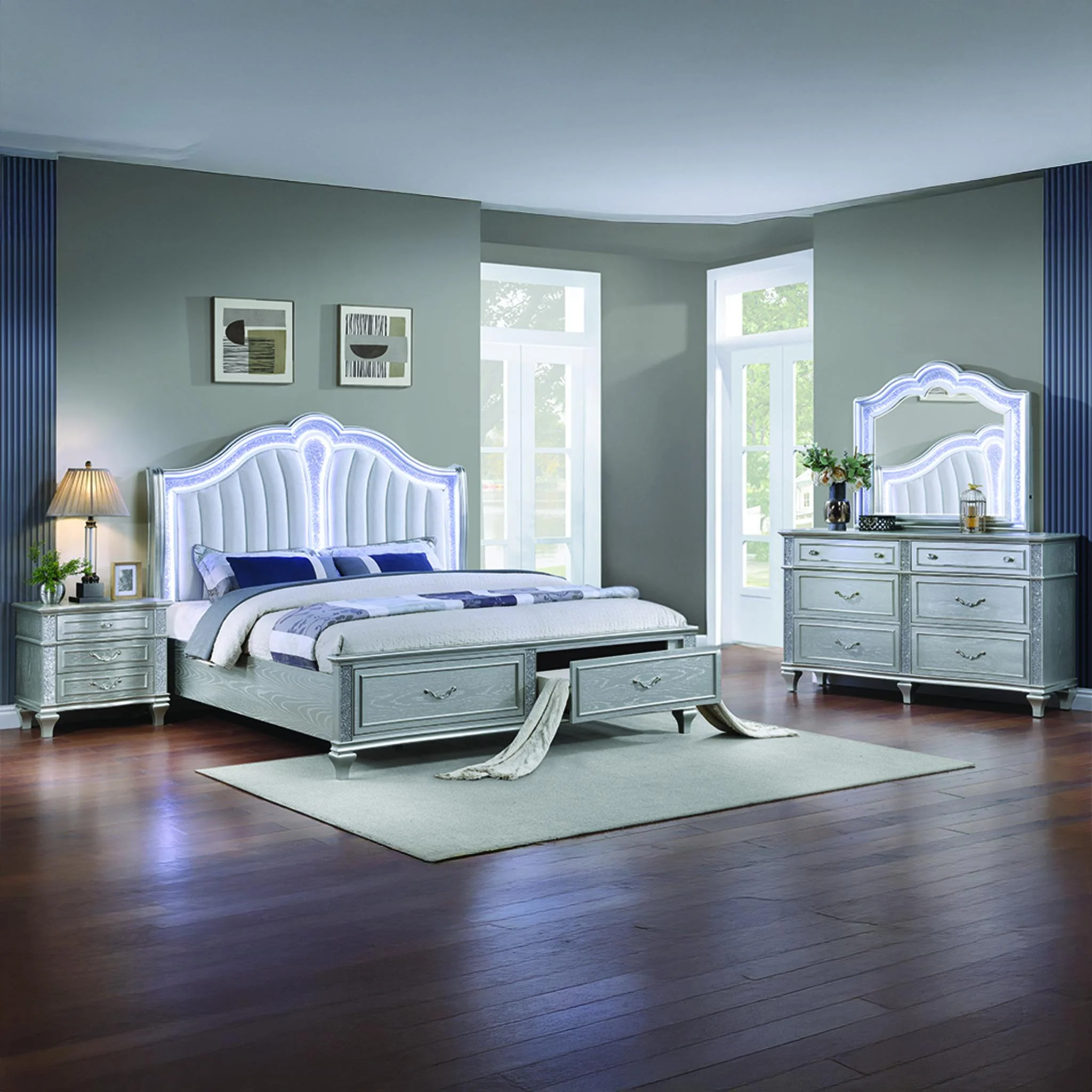 Mystic Queen 4PC Bedroom Set Silver - Image 18