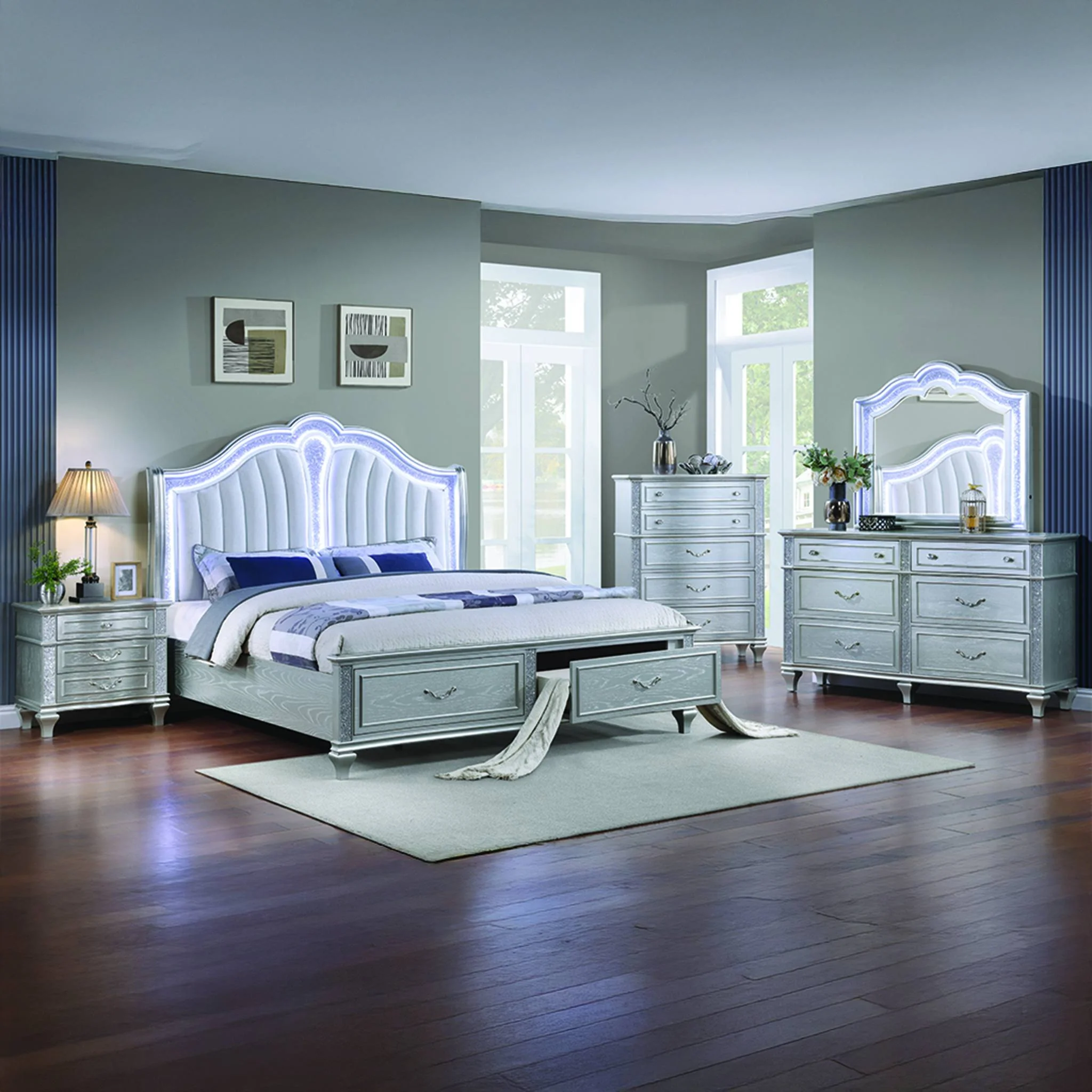 Mystic Queen 5PC Bedroom Set Silver - Image 22