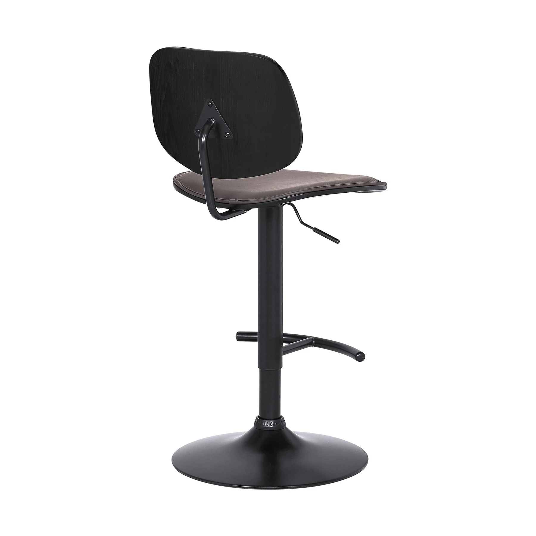 Nancy Adjustable Gray Faux Leather Swivel Barstool in Black Powder Coated Finish - Image 4