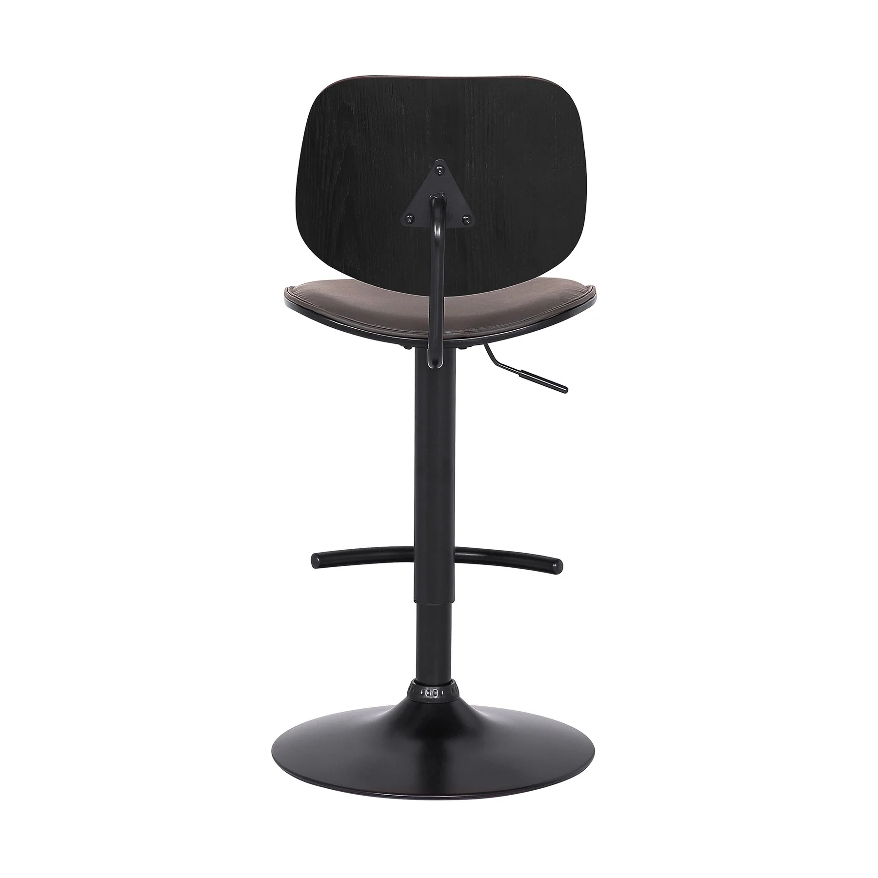 Nancy Adjustable Gray Faux Leather Swivel Barstool in Black Powder Coated Finish - Image 5
