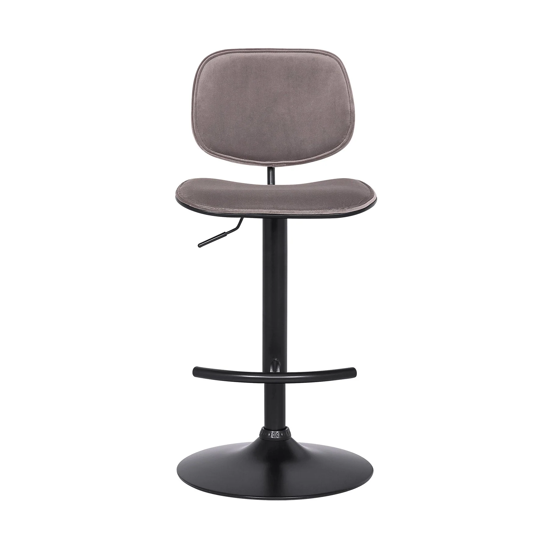 Nancy Adjustable Gray Velvet Swivel Barstool in Black Powder Coated Finish - Image 2
