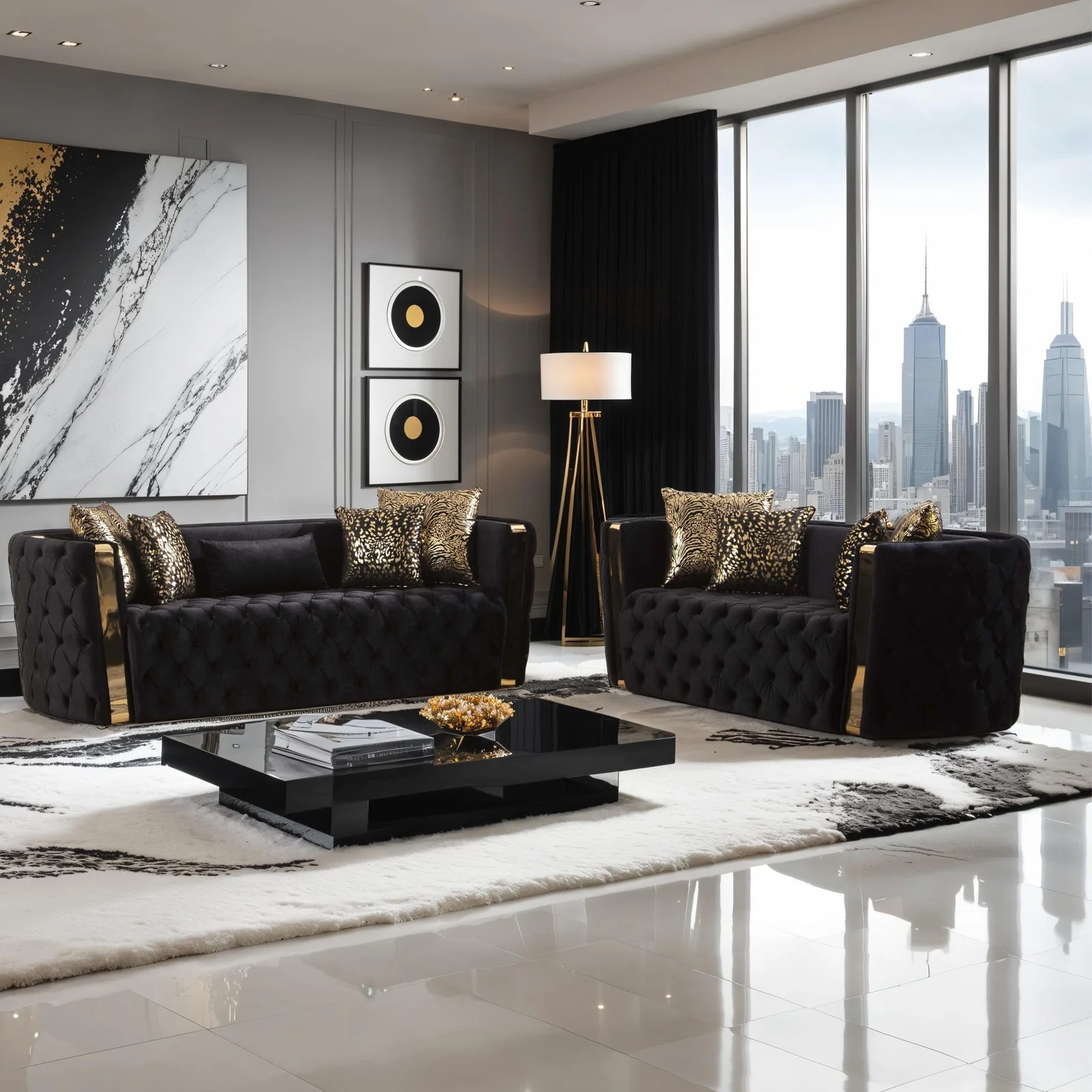 Naomi 2PC Living Room Set Black - Image 10