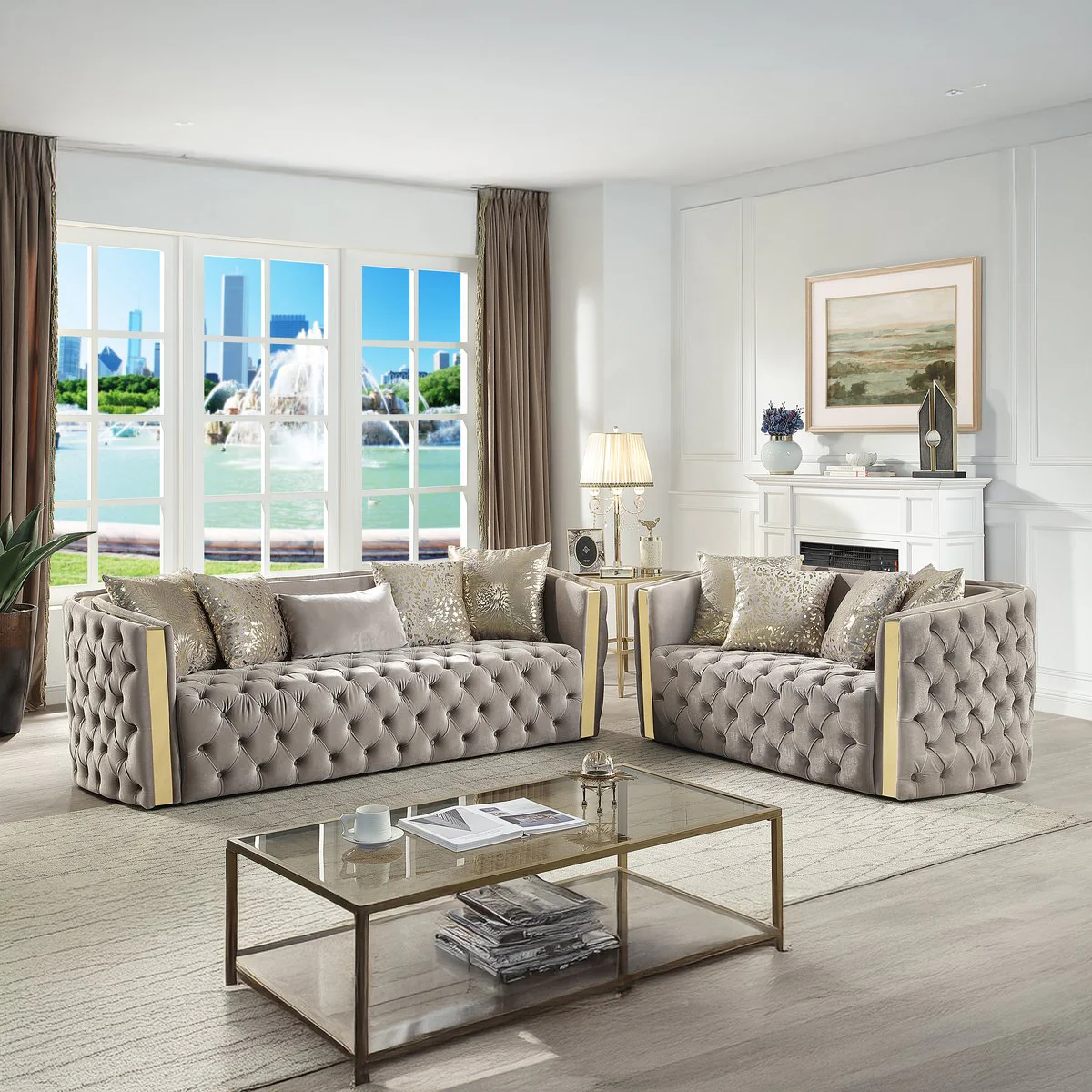 Naomi 2PC Living Room Set Taupe - Image 11