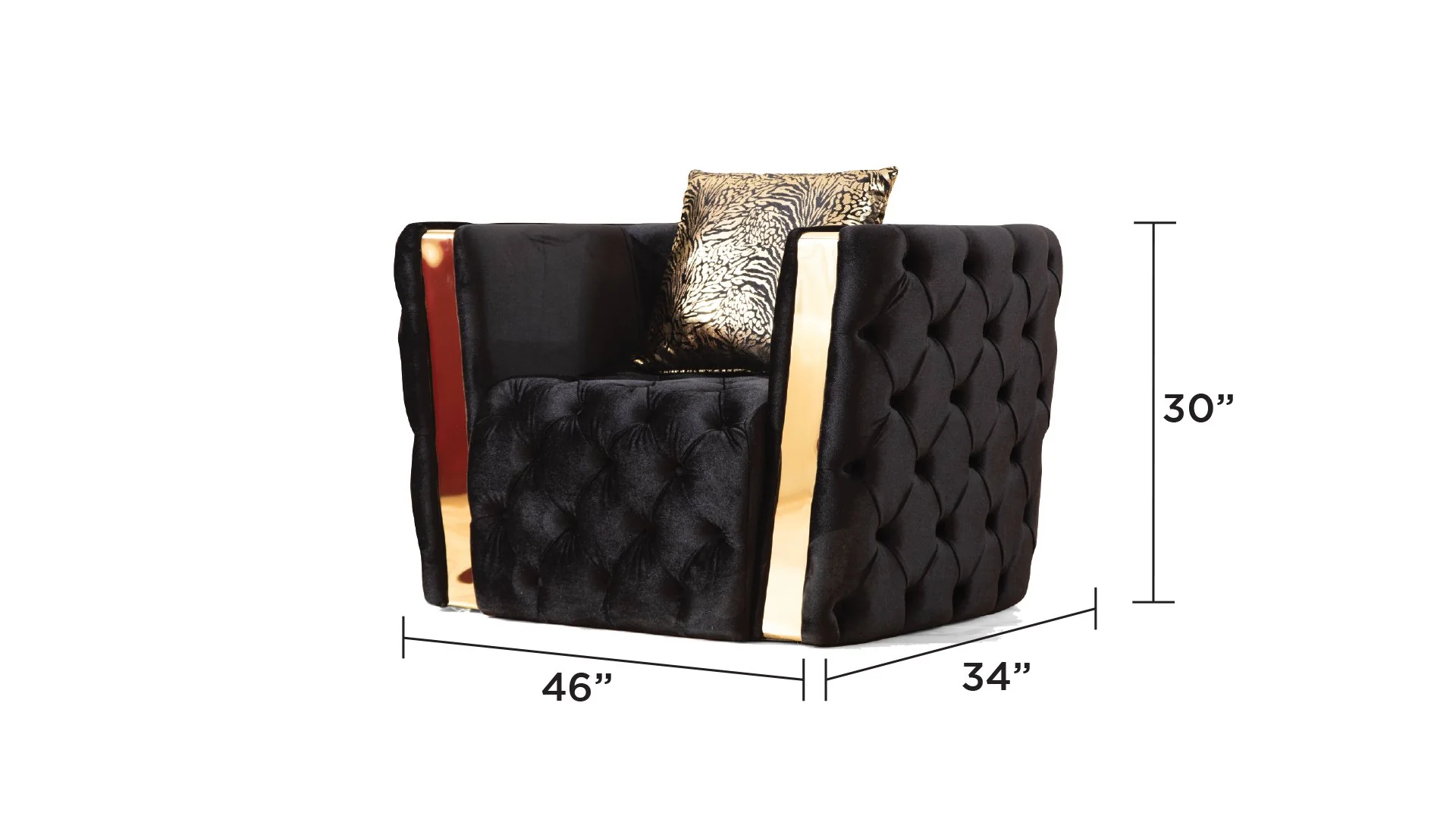 Naomi 3 Pc Living Room set Black - Image 11