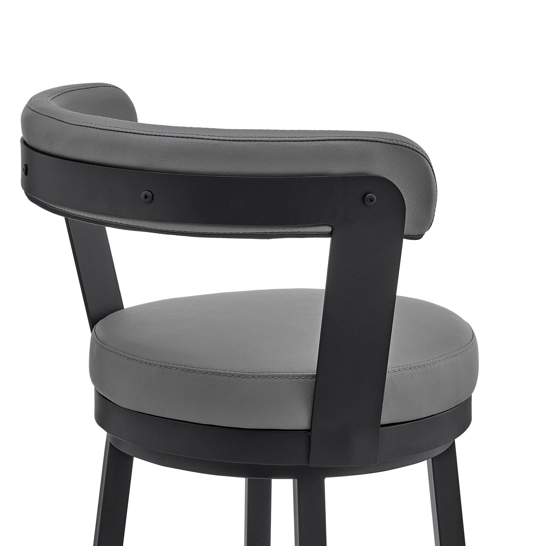 Naomi and Bryant 3-Piece Counter Height Dining Set in Black Metal and Gray Faux Leather - Image 6