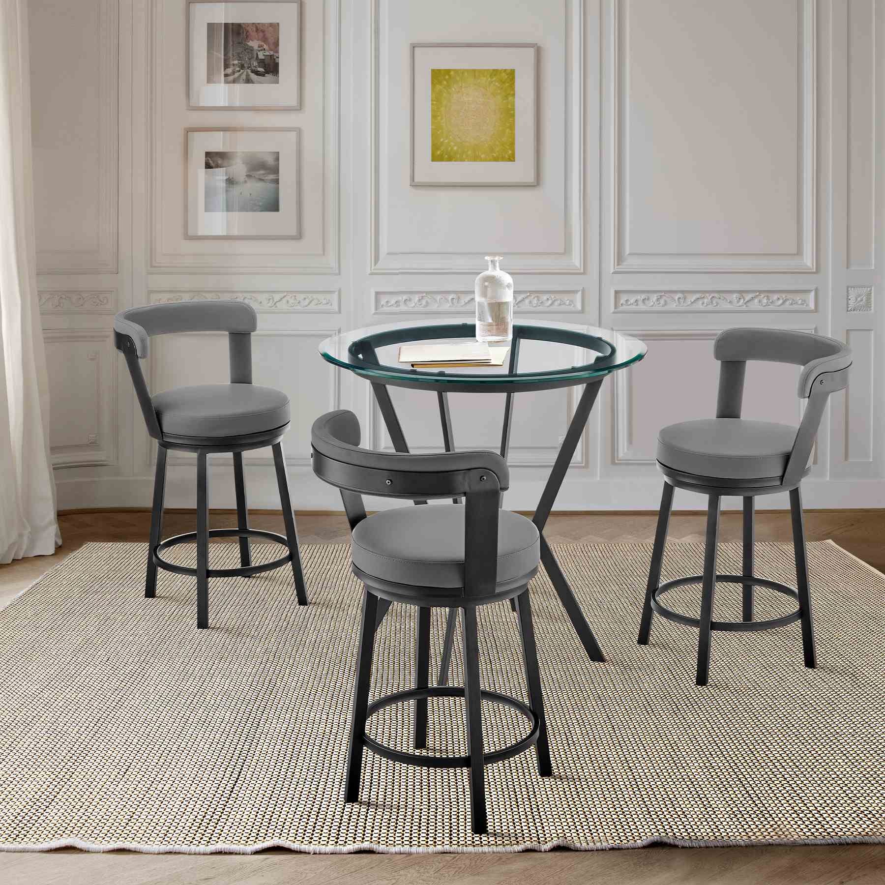 Naomi and Bryant 4-Piece Counter Height Dining Set in Black Metal and Gray Faux Leather - Image 9