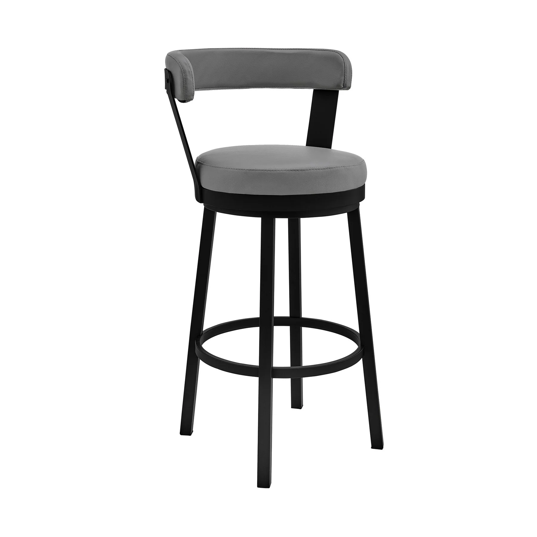 Naomi and Bryant 5-Piece Counter Height Dining Set in Black Metal and Gray Faux Leather - Image 2