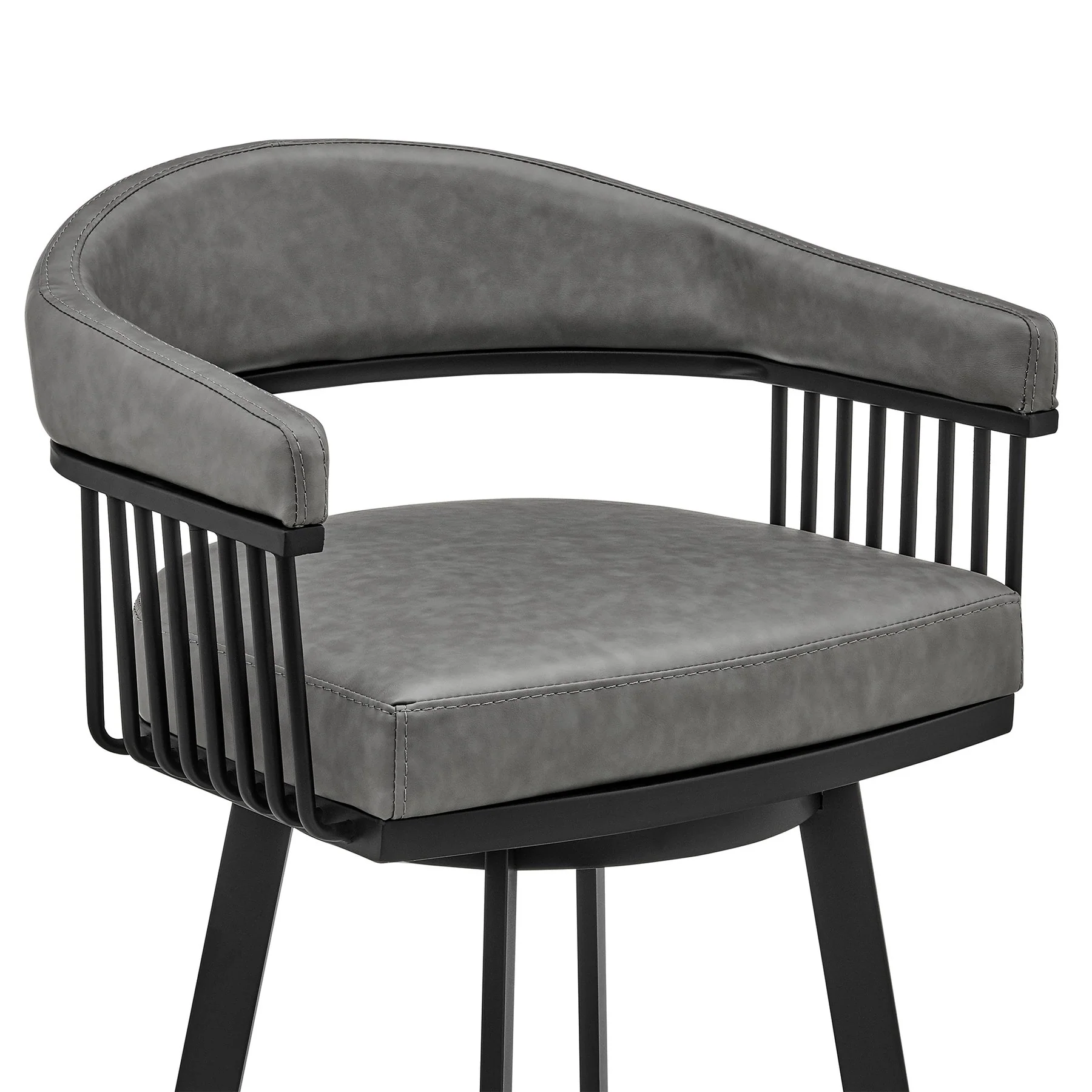 Naomi and Chelsea 5-Piece Counter Height Dining Set in Black Metal and Gray Faux Leather - Image 6