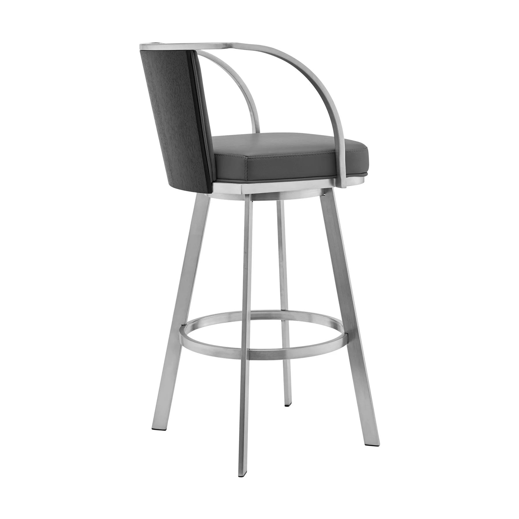 Naomi and Livingston 4-Piece Counter Height Dining Set in Brushed Stainless Steel and Gray Faux Leather - Image 3