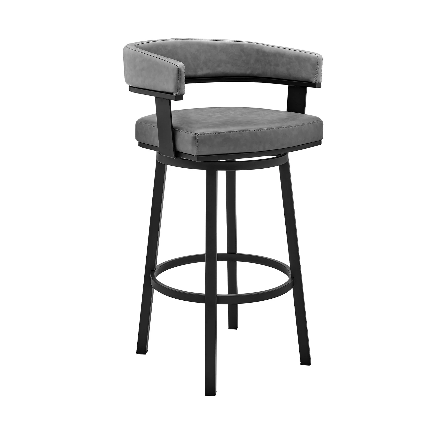 Naomi and Lorin 3-Piece Counter Height Dining Set in Black Metal and Gray Faux Leather - Image 2