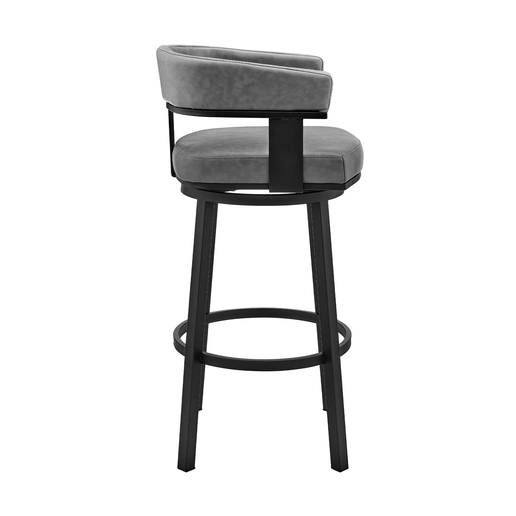 Naomi and Lorin 3-Piece Counter Height Dining Set in Black Metal and Gray Faux Leather - Image 3