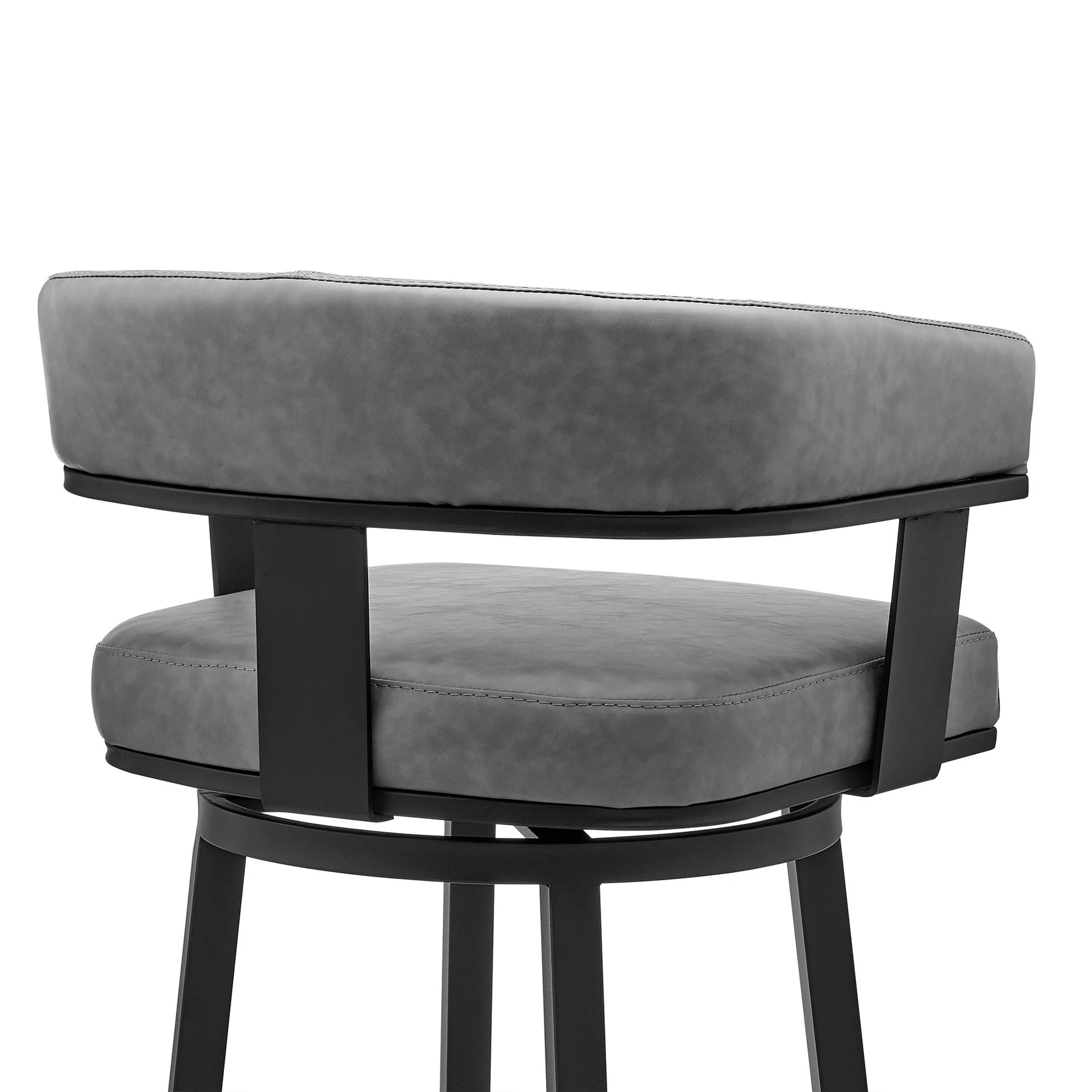 Naomi and Lorin 5-Piece Counter Height Dining Set in Black Metal and Gray Faux Leather - Image 6