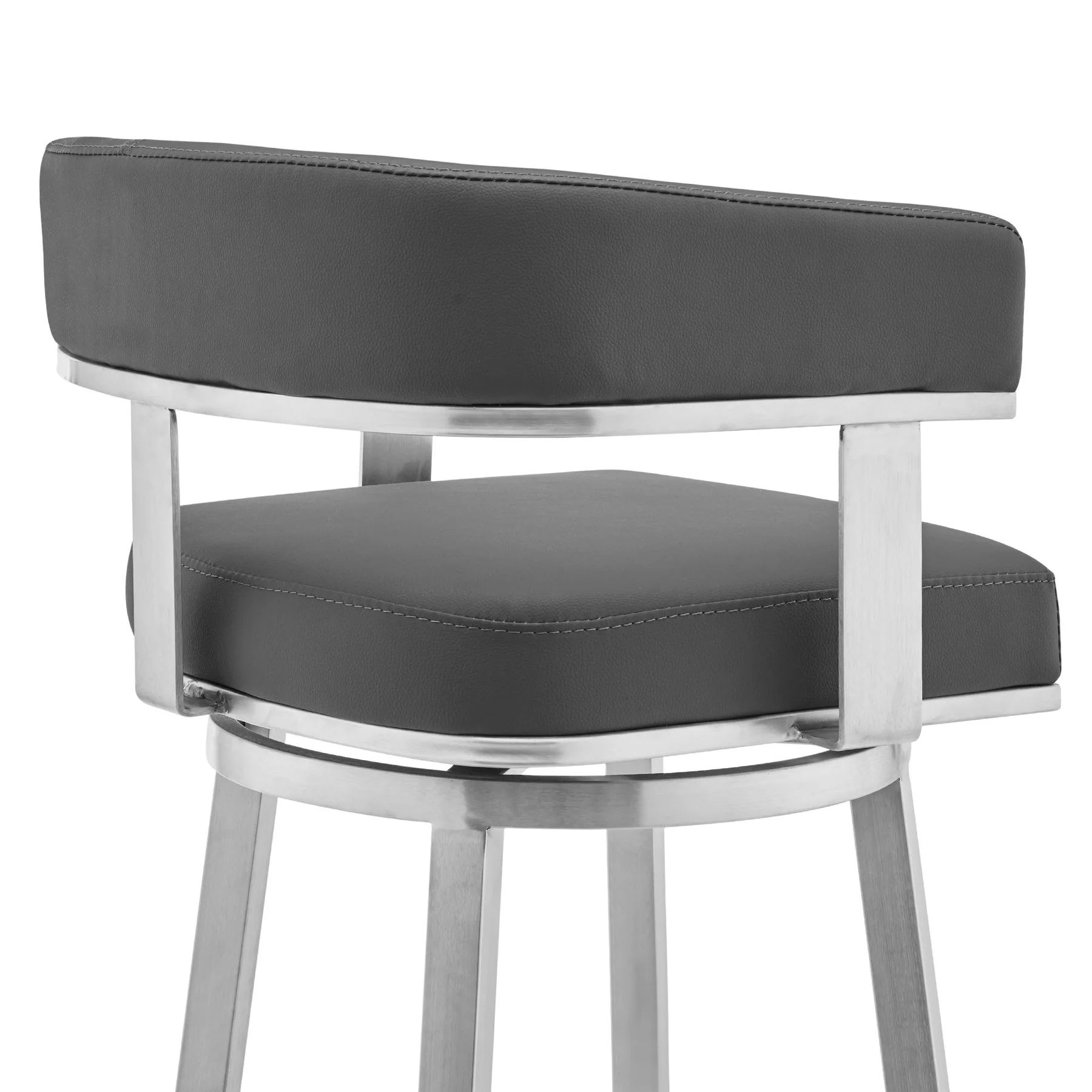 Naomi and Lorin 5-Piece Counter Height Dining Set in Brushed Stainless Steel and Gray Faux Leather - Image 6