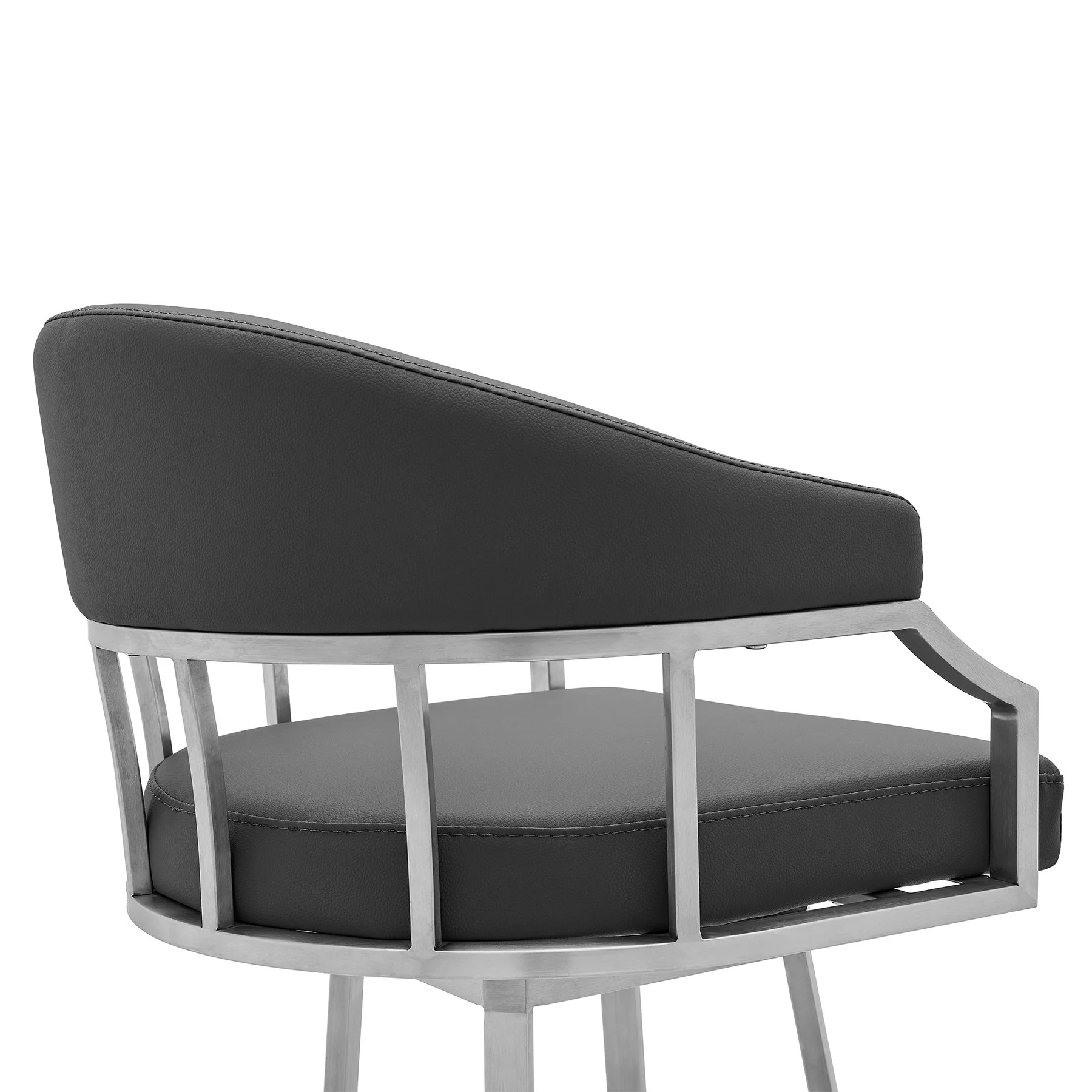 Naomi and Valerie 3-Piece Counter Height Dining Set in Brushed Stainless Steel and Gray Faux Leather - Image 6