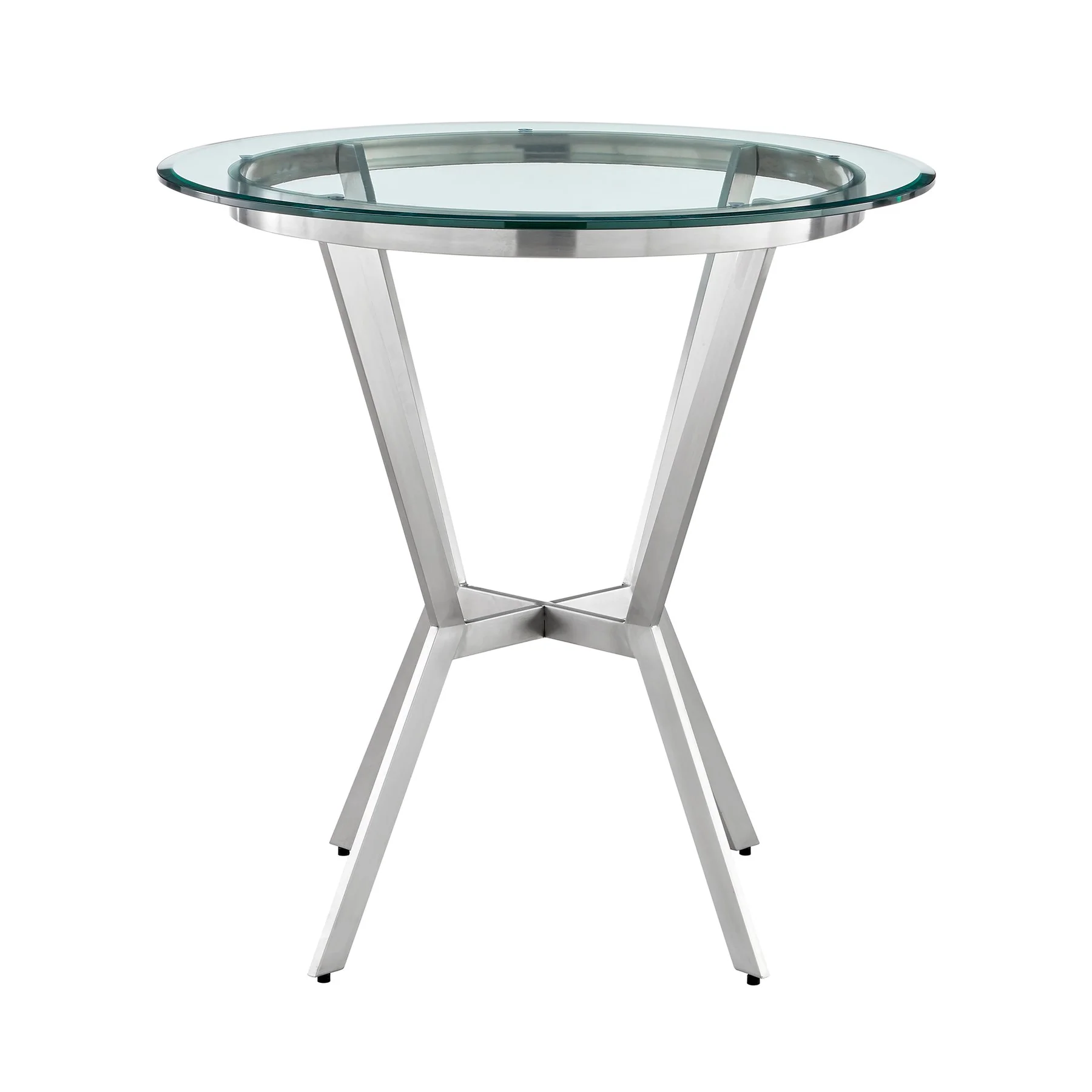 Naomi and Valerie 5-Piece Counter Height Dining Set in Brushed Stainless Steel and Gray Faux Leather - Image 4