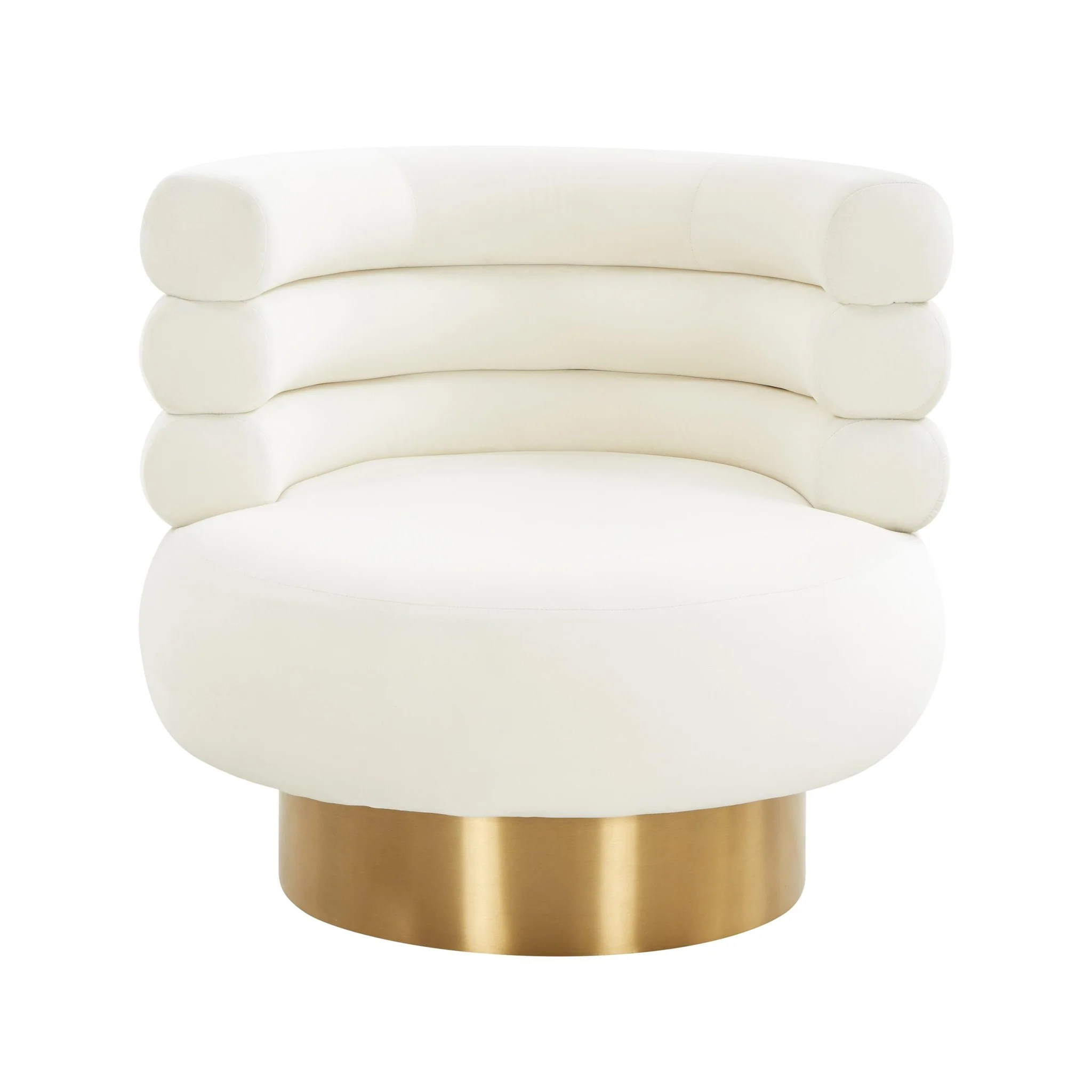 Naomi Cream Velvet Swivel Chair - Image 3