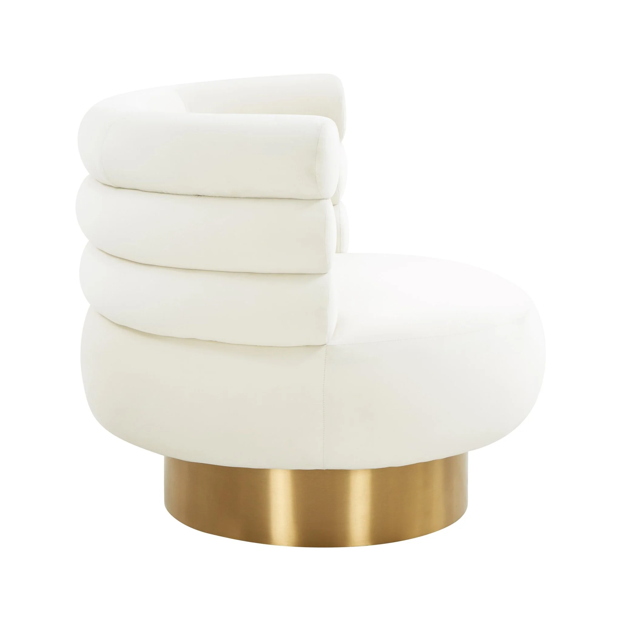 Naomi Cream Velvet Swivel Chair - Image 4