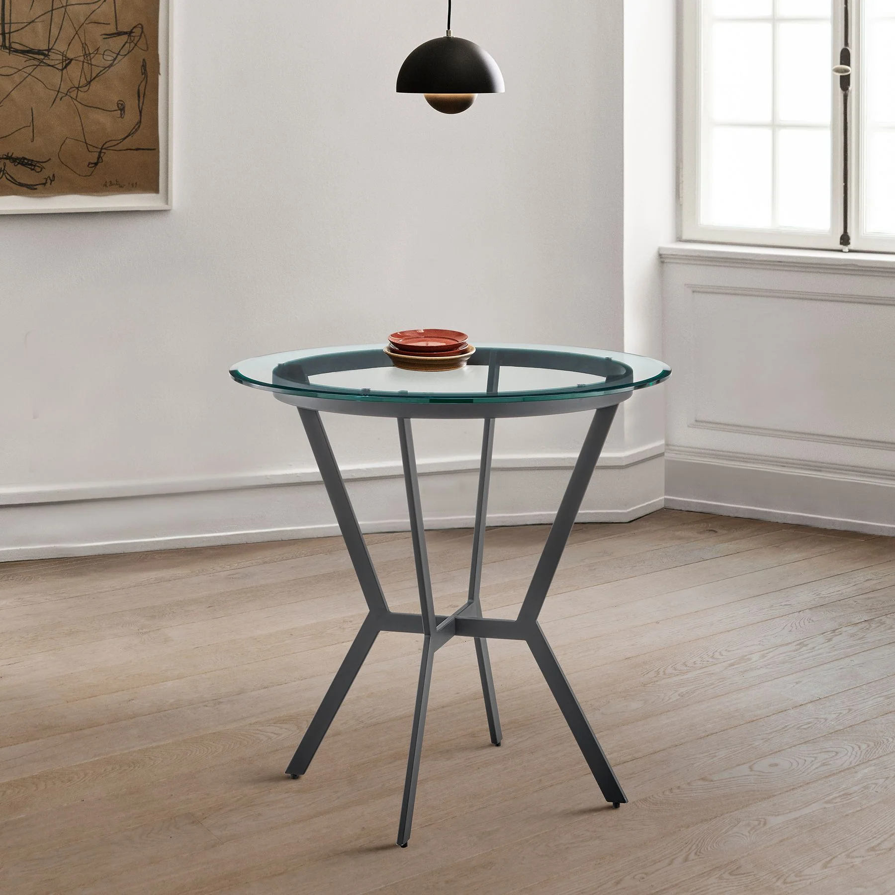 Naomi Round Glass and Black Metal Bar Table - Image 6