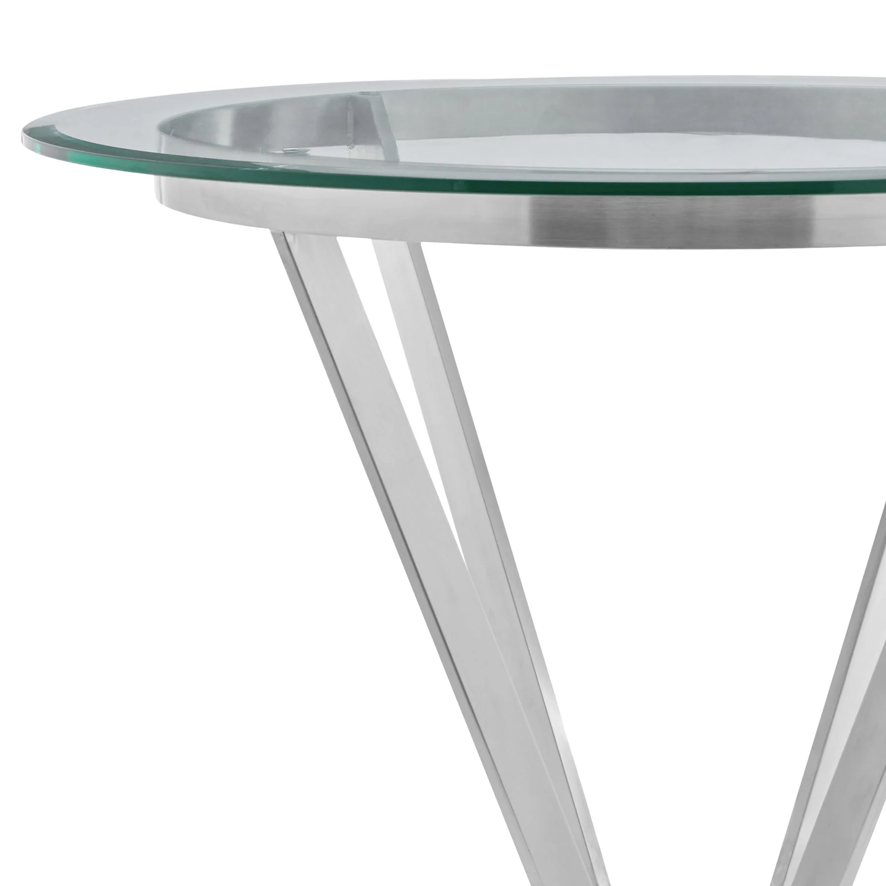 Naomi Round Glass and Brushed Stainless Steel Bar Table - Image 2