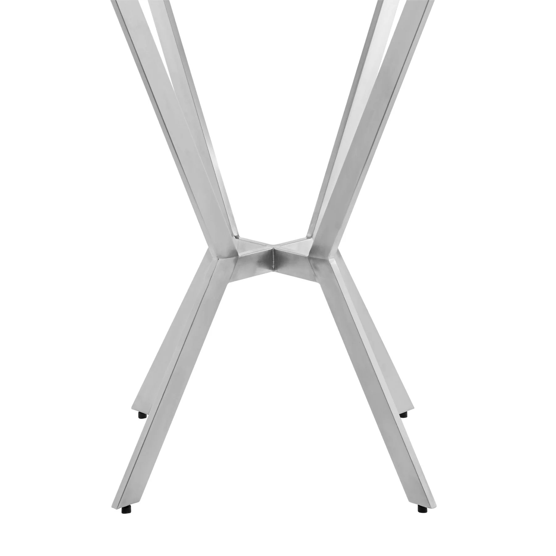 Naomi Round Glass and Brushed Stainless Steel Bar Table - Image 4