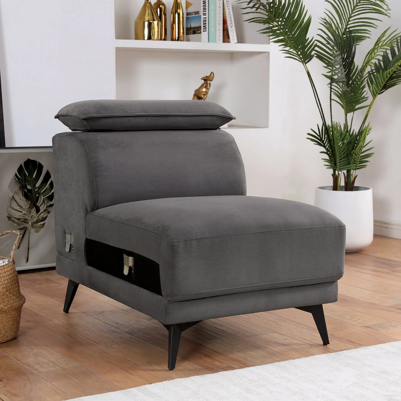 Napanee Sectional w/ Armless Chair, Dark Gray - Image 3