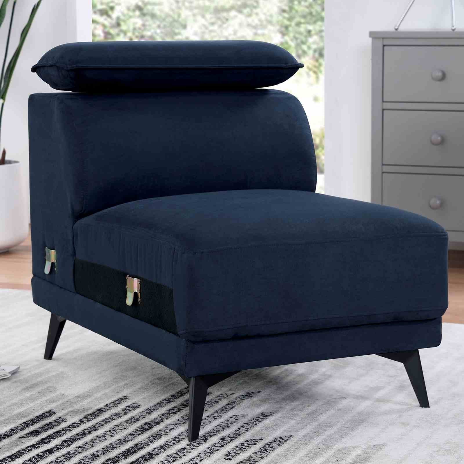 Napanee Sectional w/ Armless Chair, Navy - Image 4