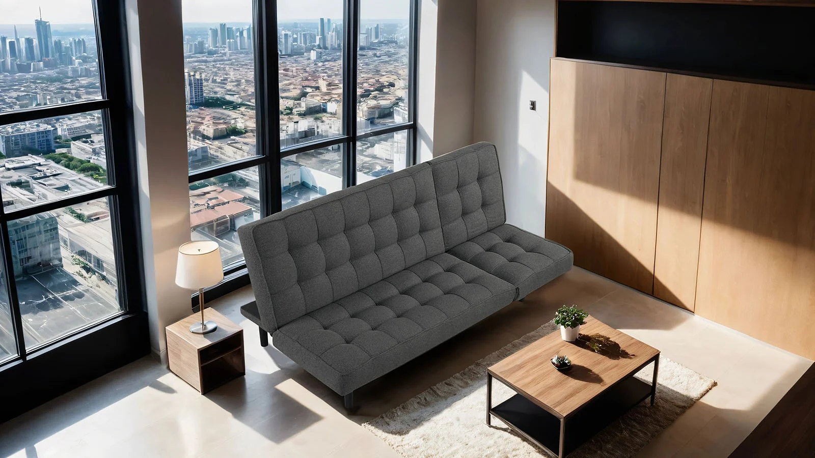 Napervill Futon Sofa, Dark Gray - Image 3