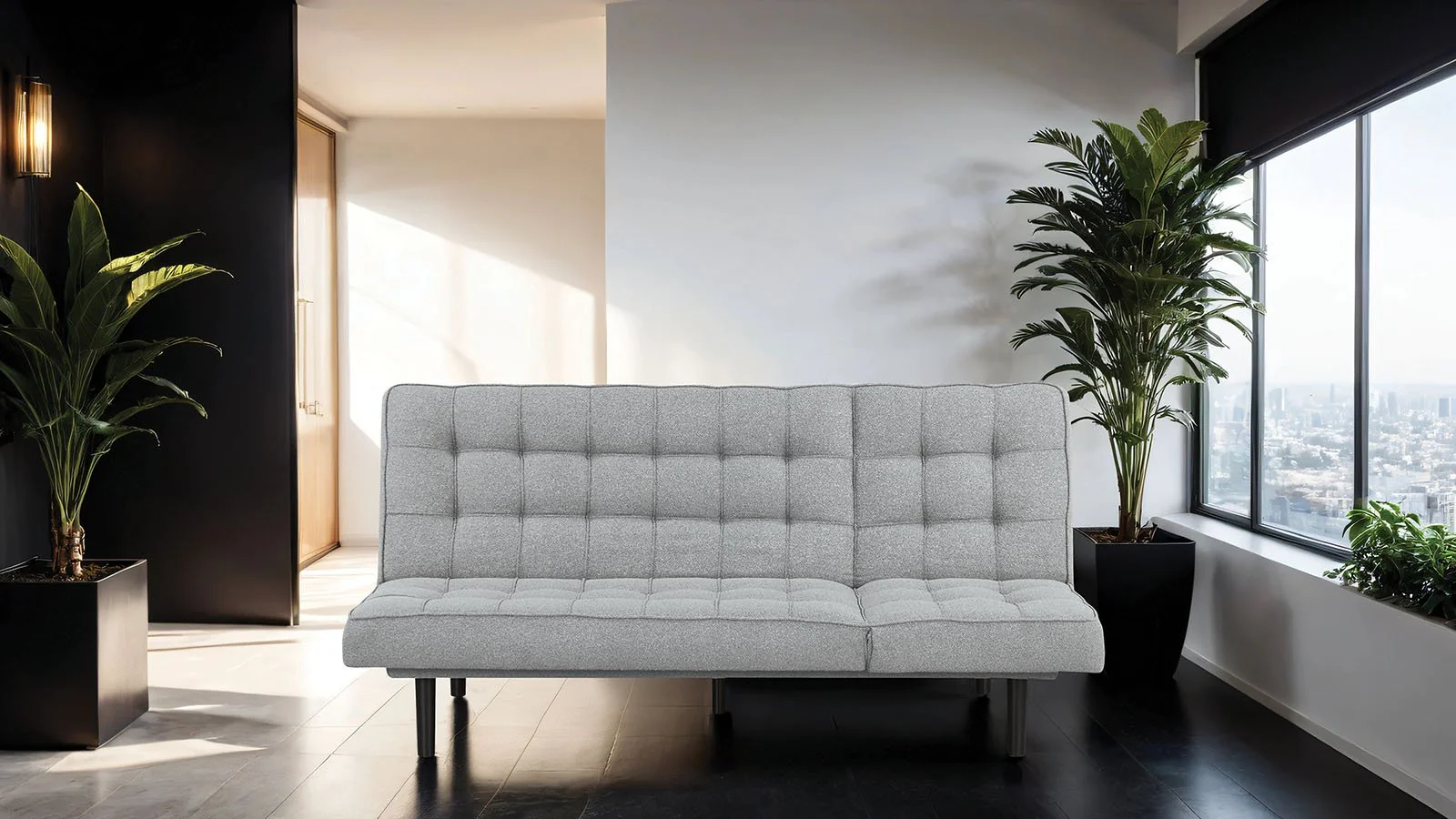 Napervill Futon Sofa, Light Gray - Image 2