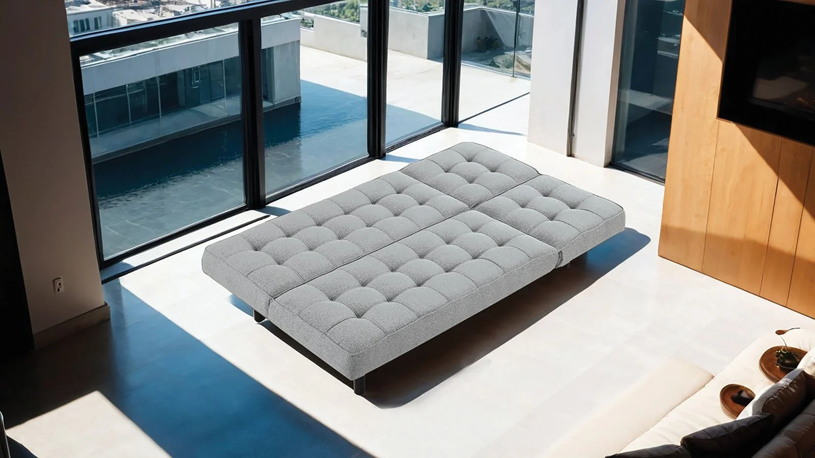 Napervill Futon Sofa, Light Gray - Image 4