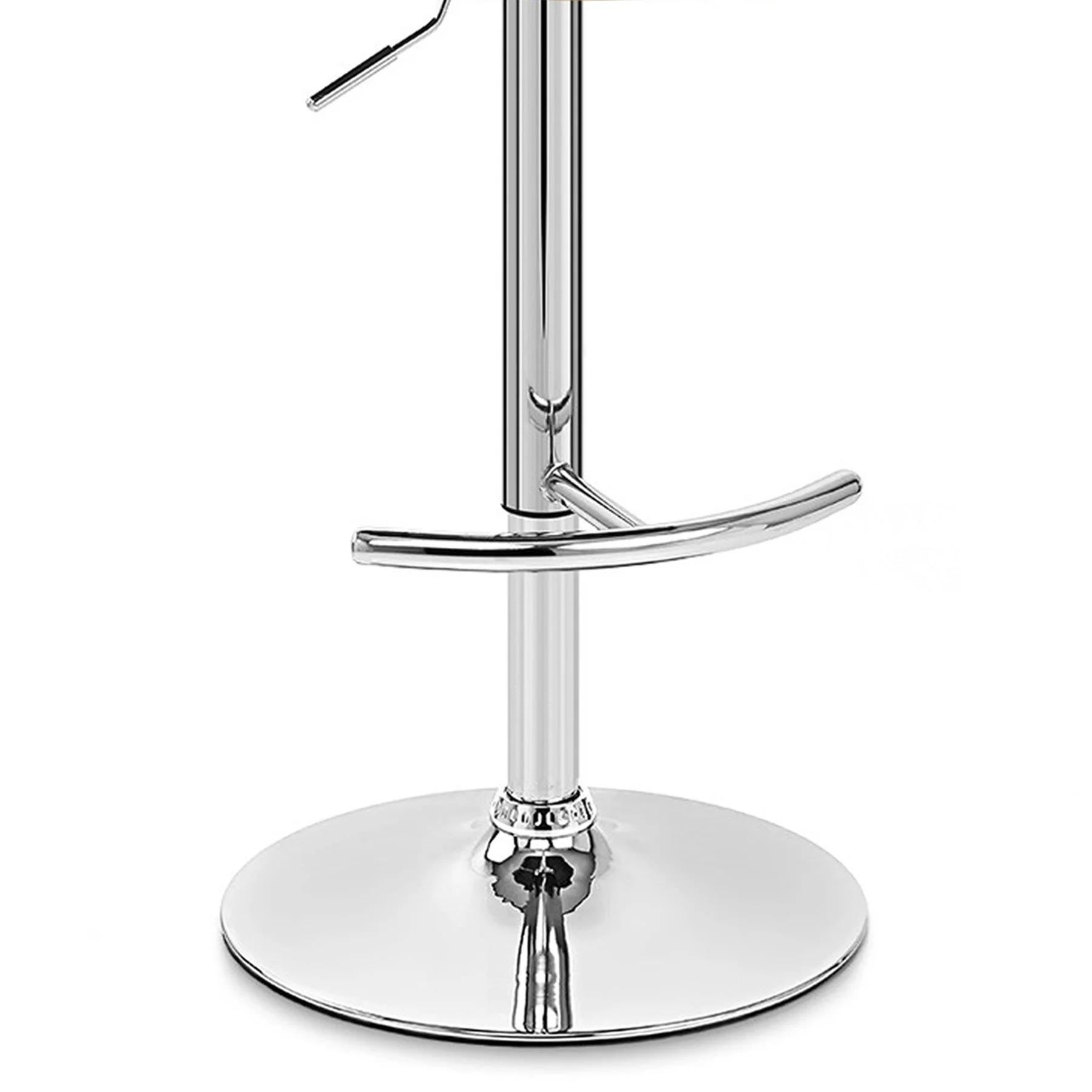 Naples Black Faux Leather Adjustable Height Swivel Walnut Wood and Chrome Base Bar Stool - Image 7