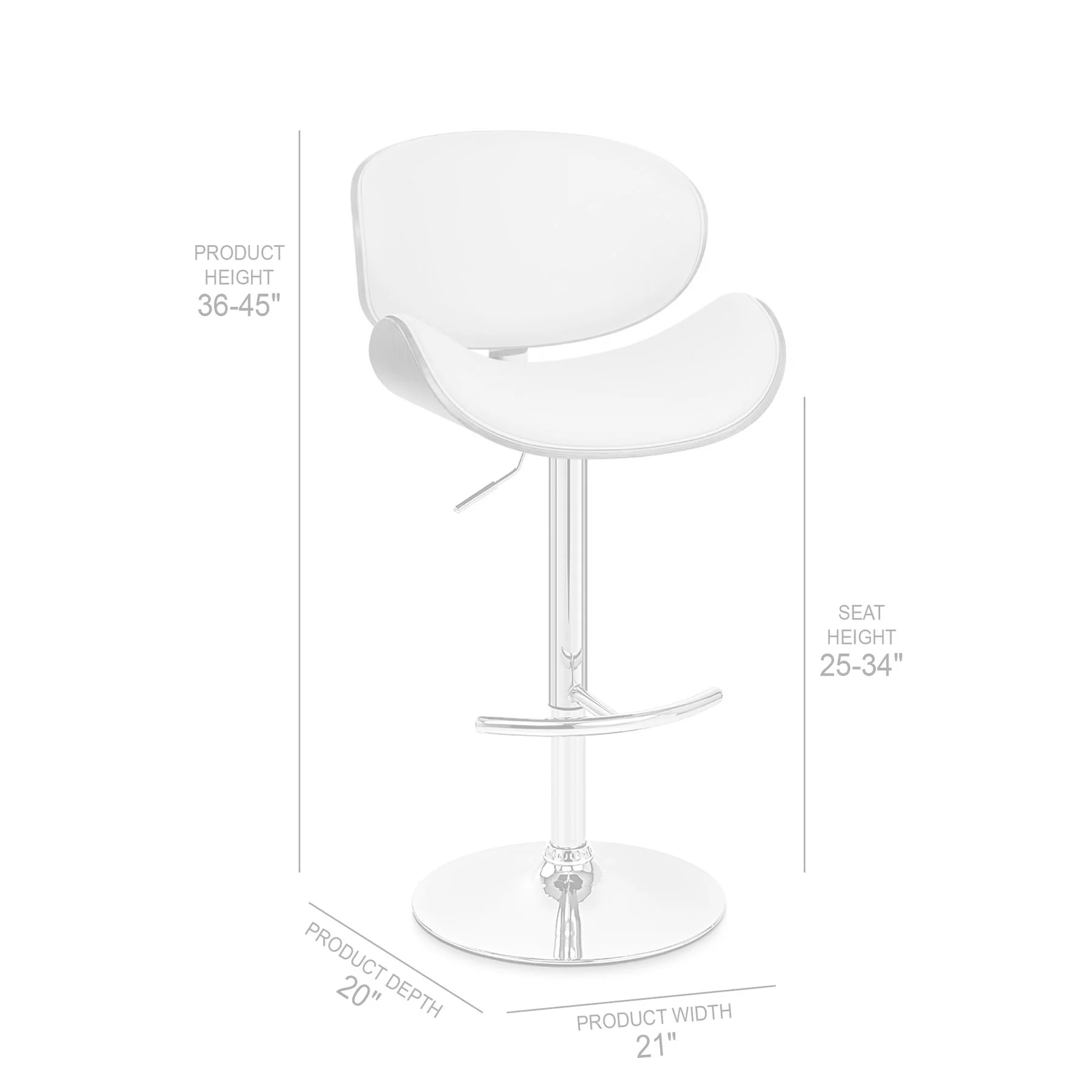 Naples Cream Faux Leather Adjustable Height Swivel Walnut Wood and Chrome Base Bar Stool - Image 7
