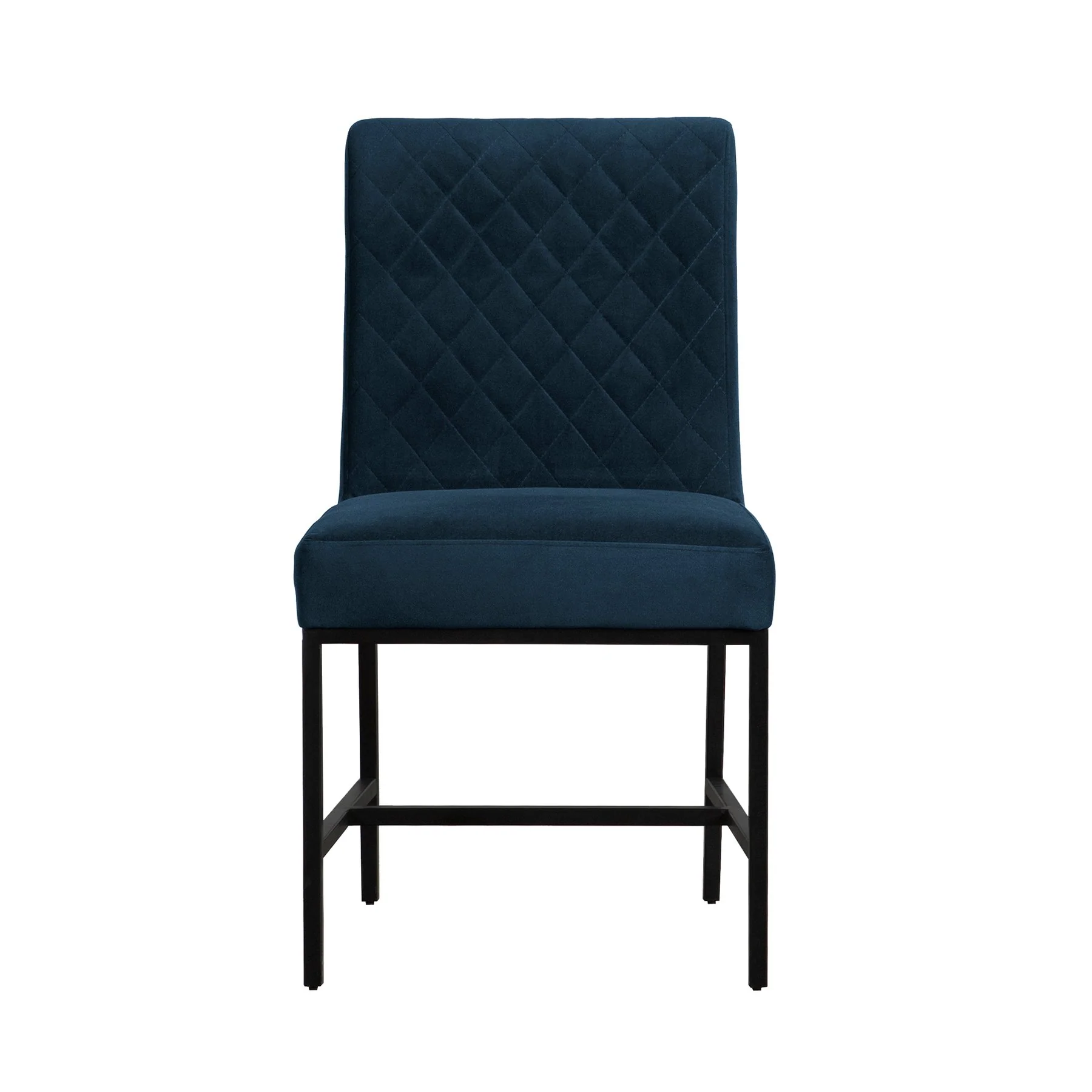 Napoli Blue Velvet and Black Leg Modern Accent Dining Chair- Set of 2 - Image 4