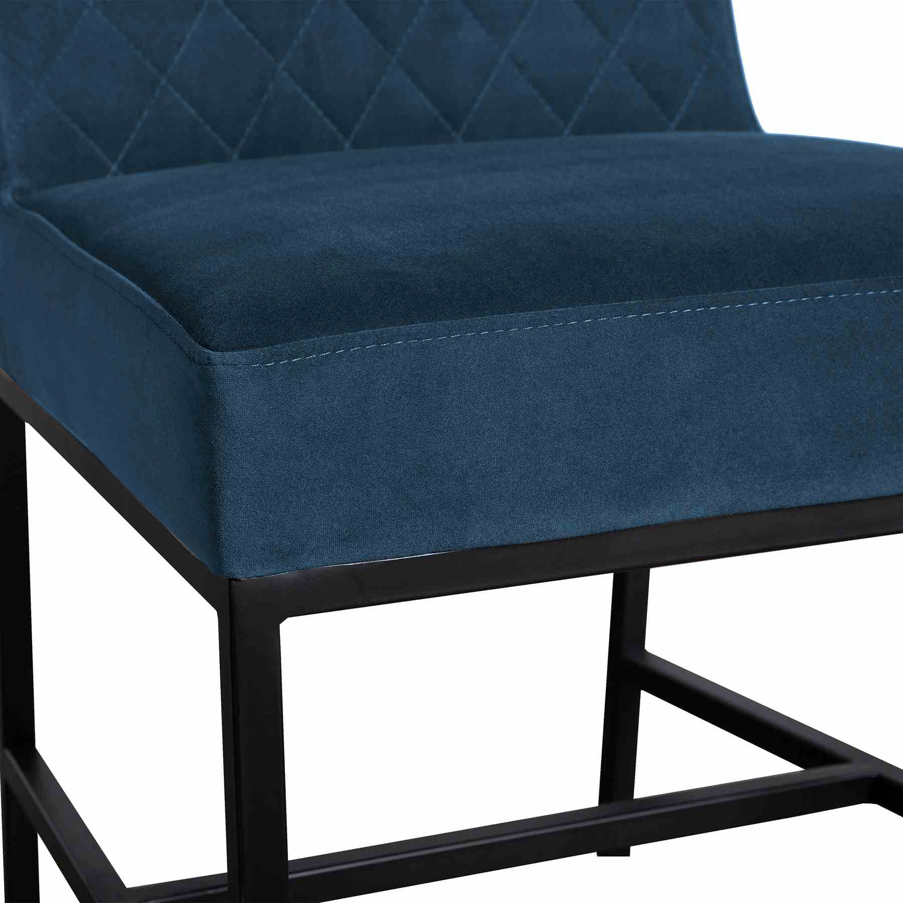 Napoli Blue Velvet and Black Leg Modern Accent Dining Chair- Set of 2 - Image 5
