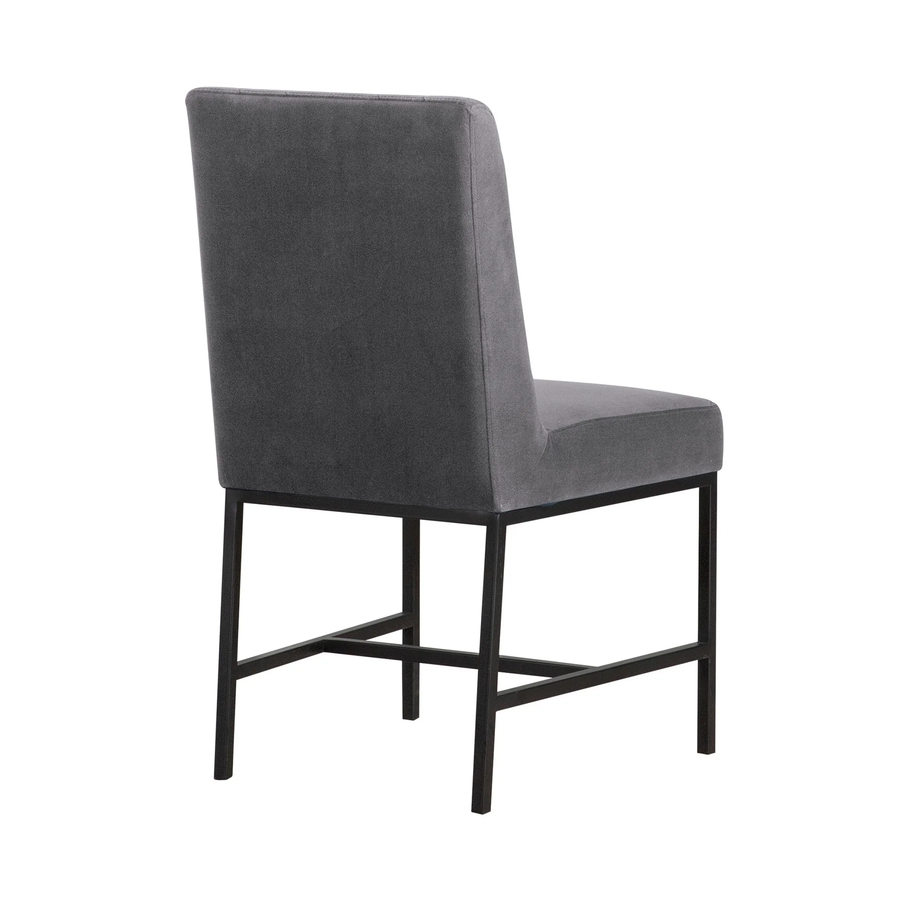 Napoli Gray Velvet and Black Leg Modern Dining Accent Chair-Set of 2 - Image 3