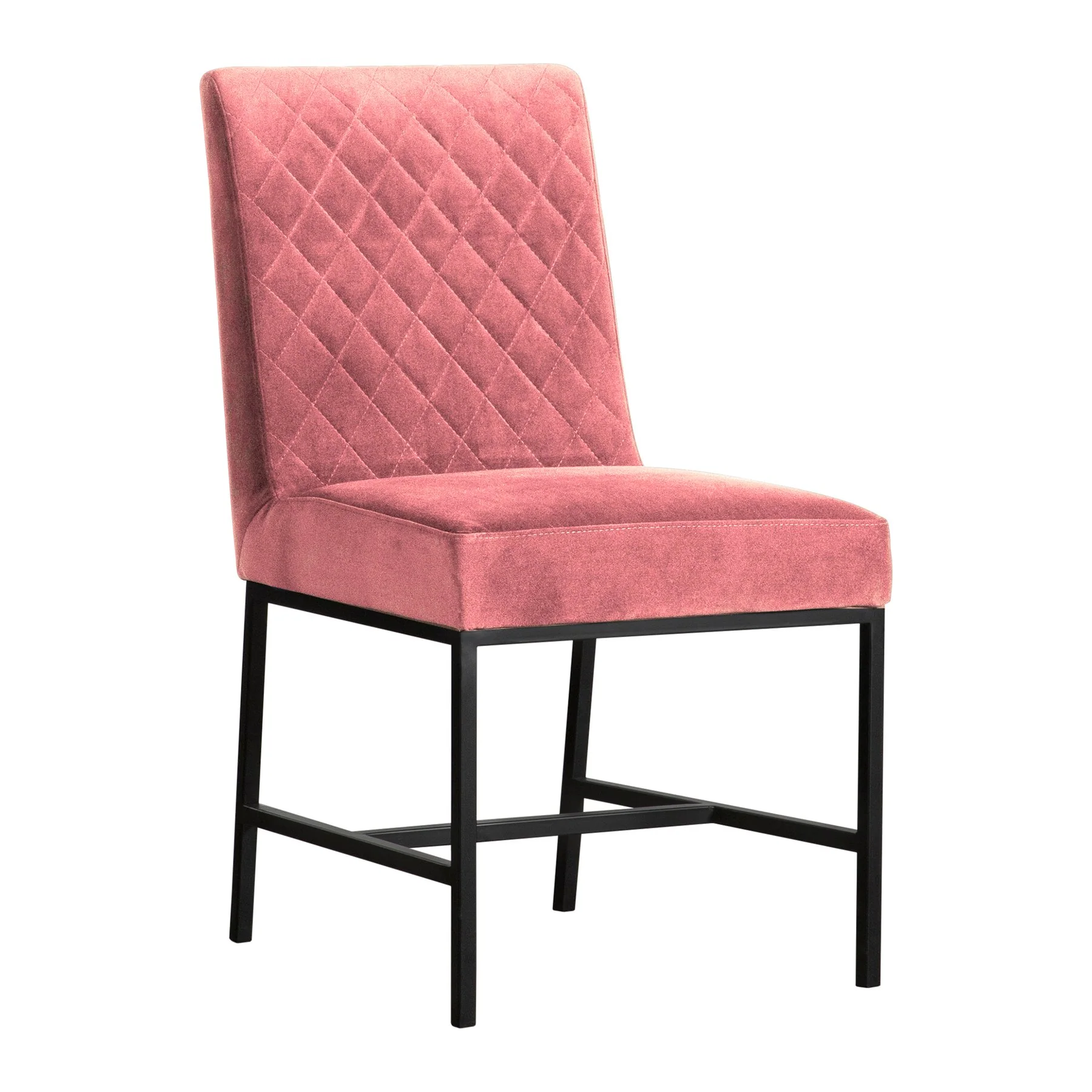 Napoli Pink Velvet and Black Leg Modern Accent Dining Chair- Set of 2 - Image 2