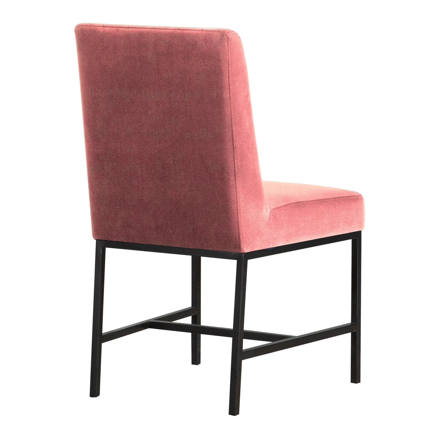 Napoli Pink Velvet and Black Leg Modern Accent Dining Chair- Set of 2 - Image 3