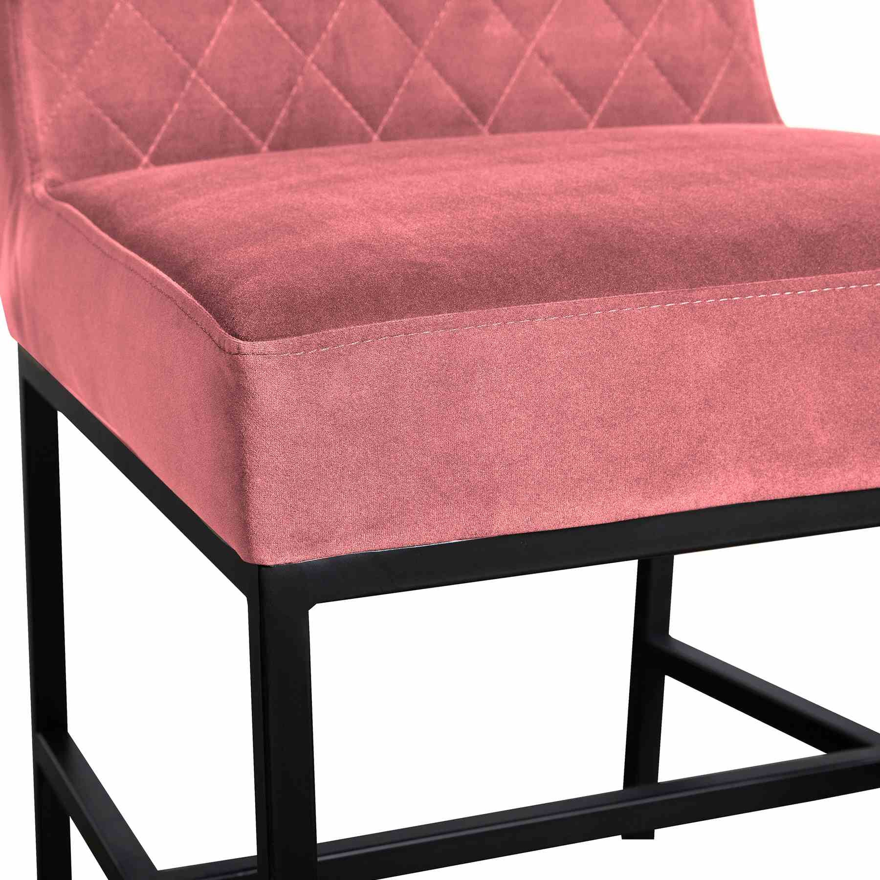 Napoli Pink Velvet and Black Leg Modern Accent Dining Chair- Set of 2 - Image 4