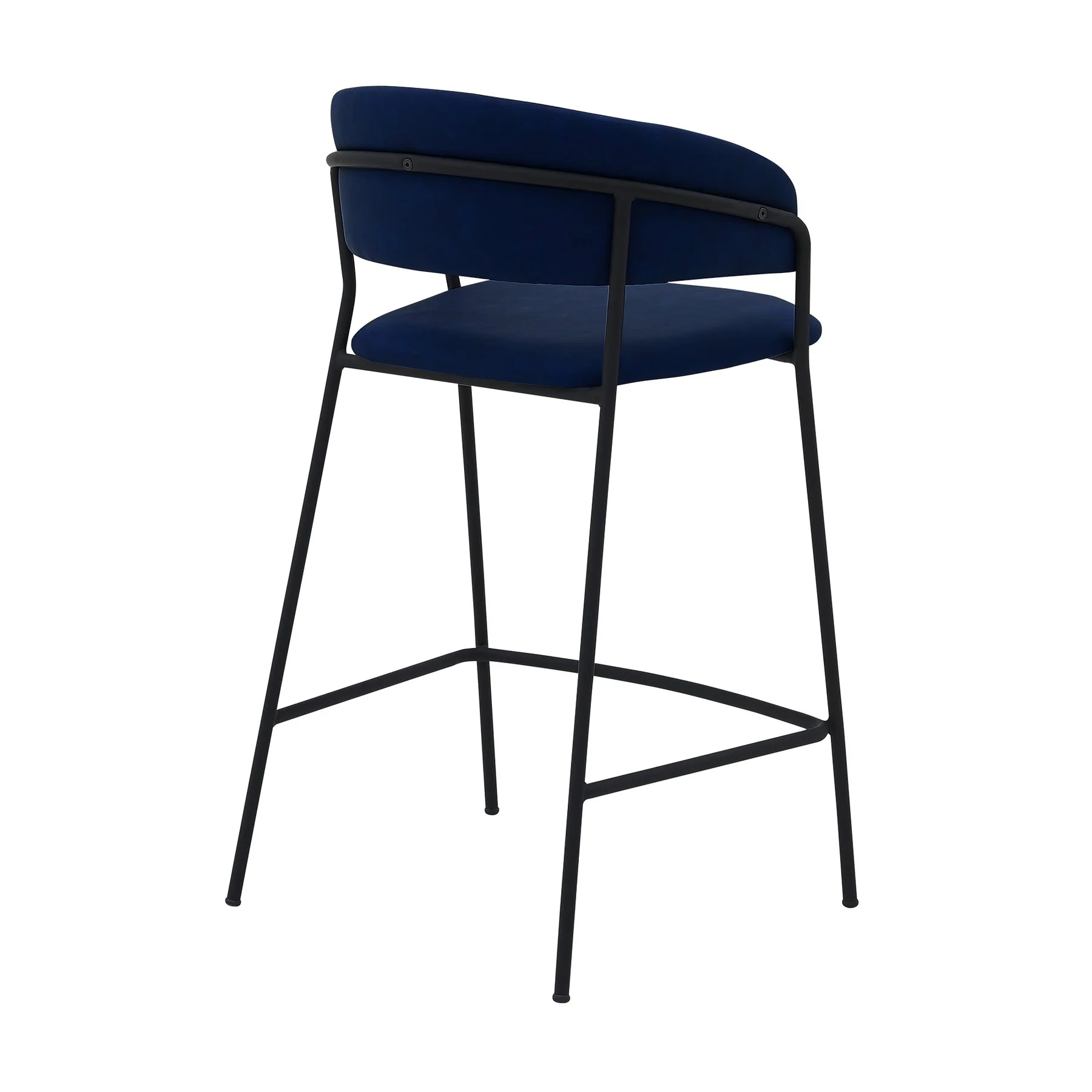 Nara 26" Blue Faux Leather and Metal Counter Height Barstool with Black frame - Image 3