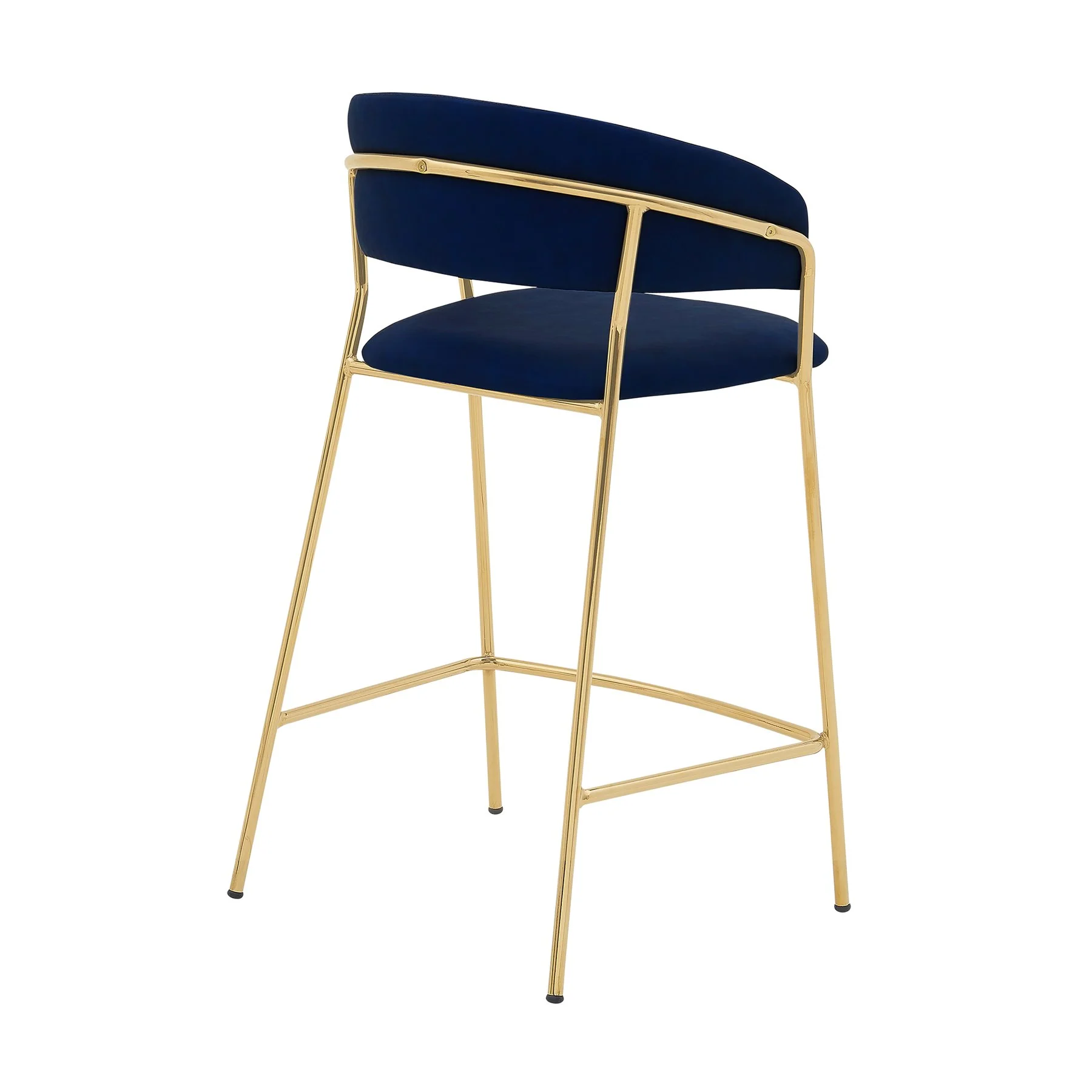 Nara 26" Blue Faux Leather and Metal Counter Height Barstool with Gold Frame - Image 3