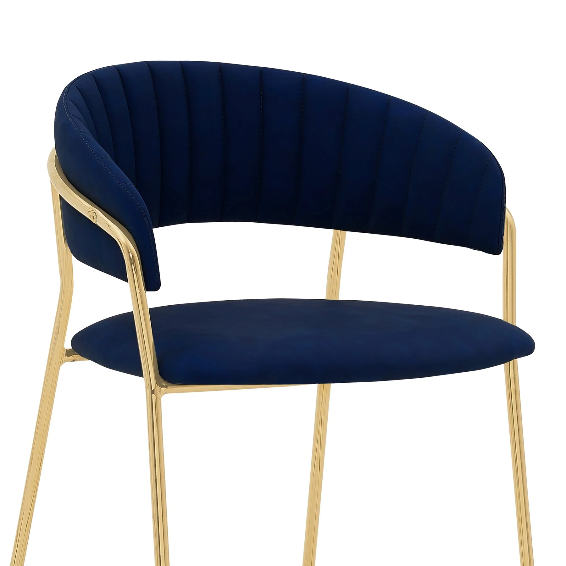 Nara 26" Blue Faux Leather and Metal Counter Height Barstool with Gold Frame - Image 4