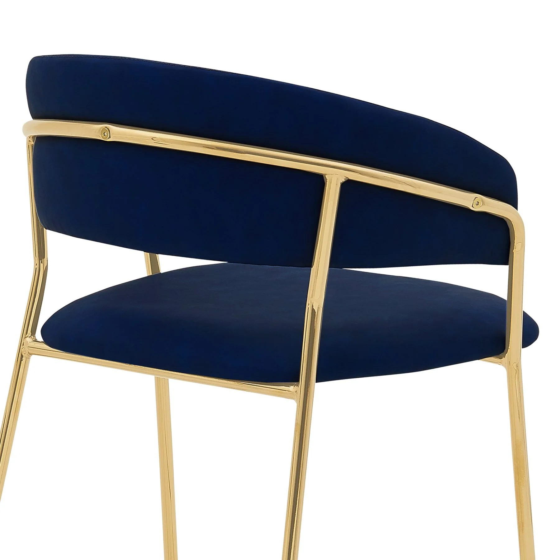 Nara 26" Blue Faux Leather and Metal Counter Height Barstool with Gold Frame - Image 5