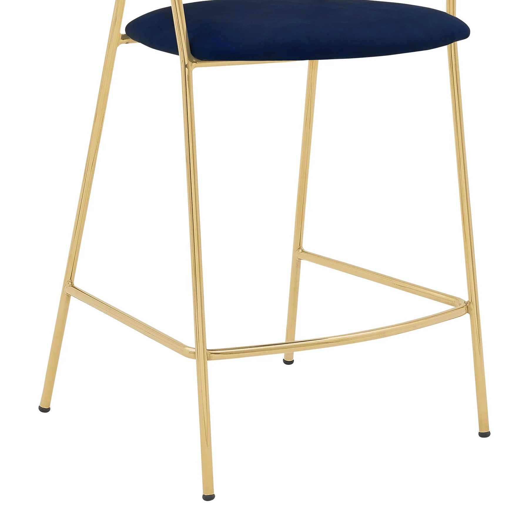 Nara 26" Blue Faux Leather and Metal Counter Height Barstool with Gold Frame - Image 6