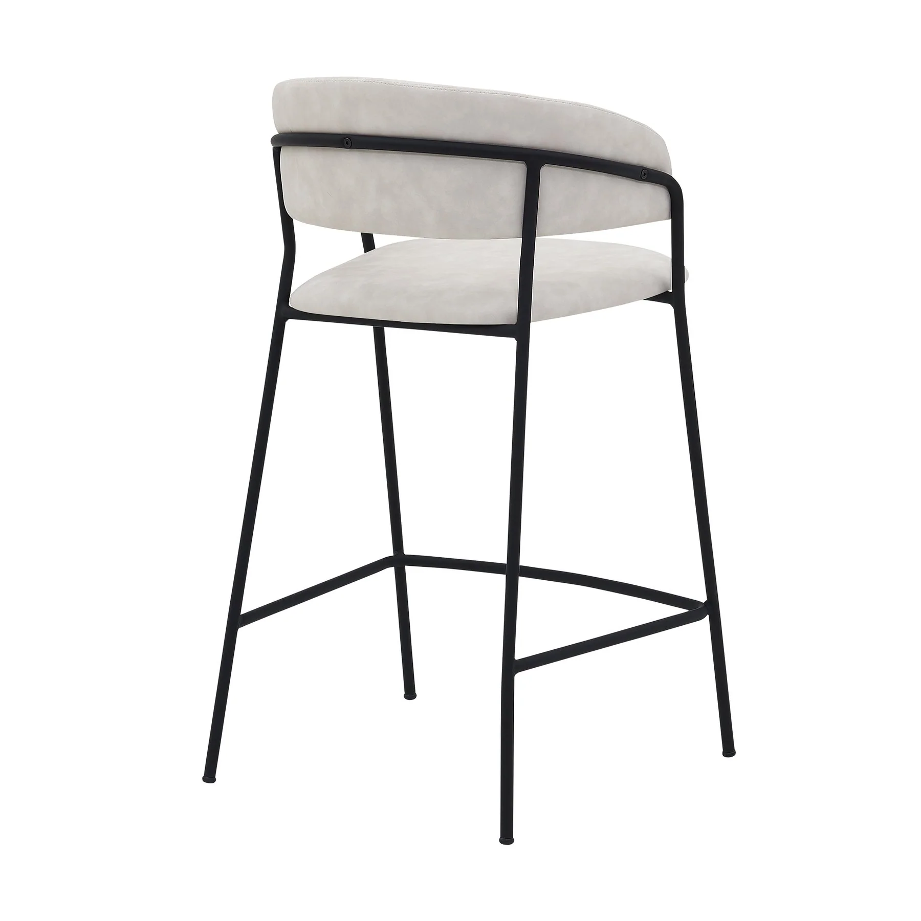 Nara 26" Cream Faux Leather and Metal Counter Height Bar Stool with Black Frame - Image 3