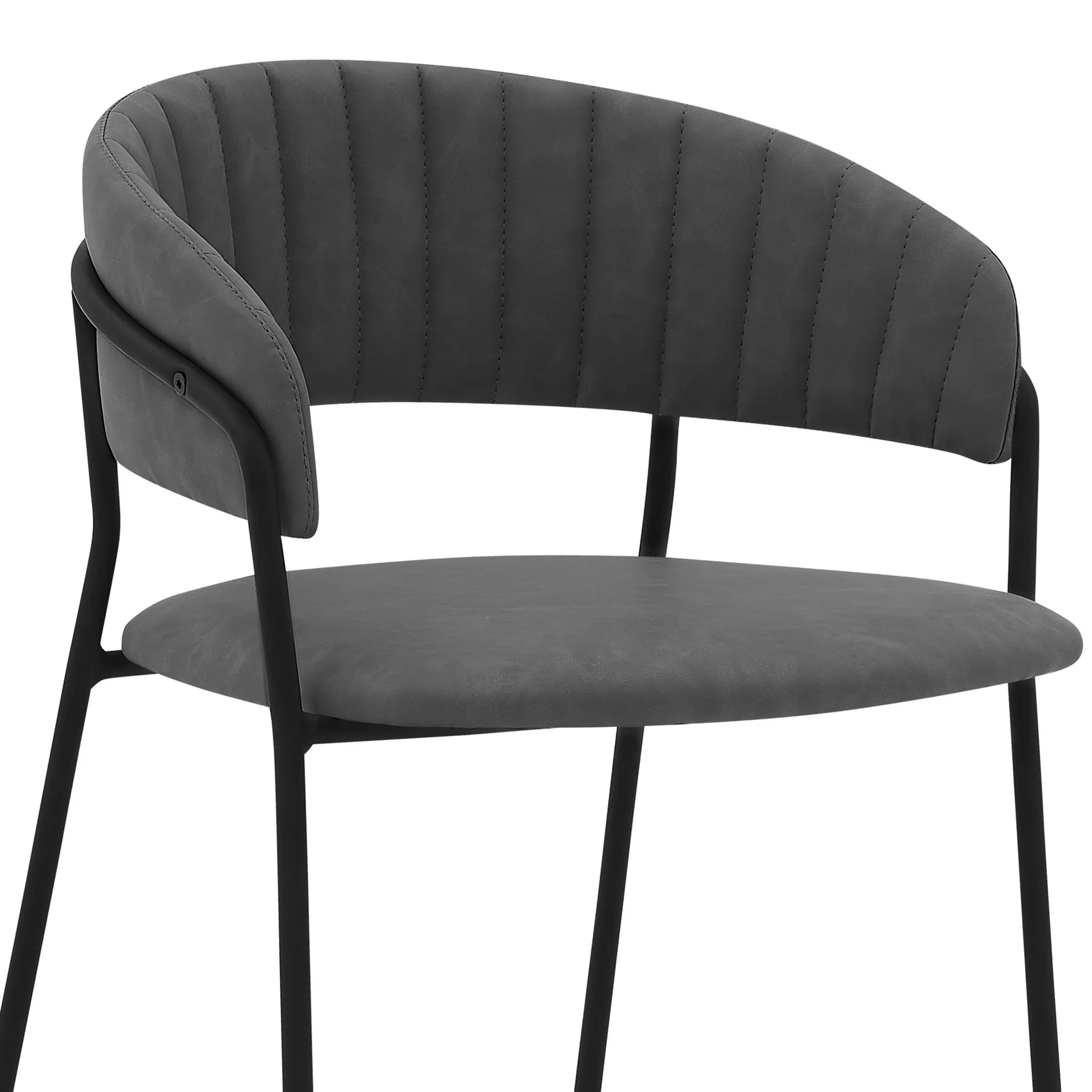 Nara 26" Gray Faux Leather and Metal Counter Height Barstool with Black Frame - Image 4