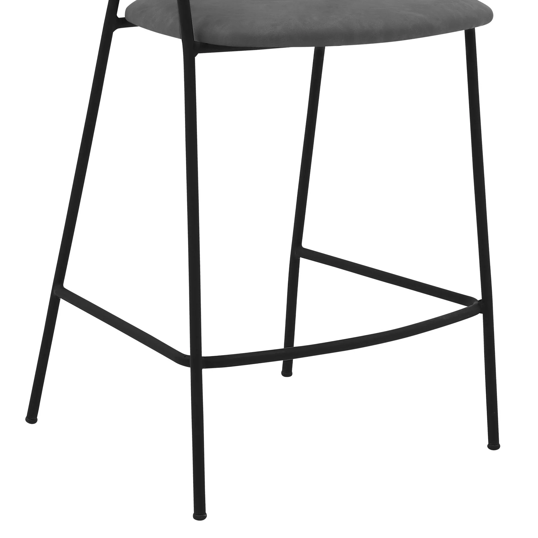 Nara 26" Gray Faux Leather and Metal Counter Height Barstool with Black Frame - Image 6