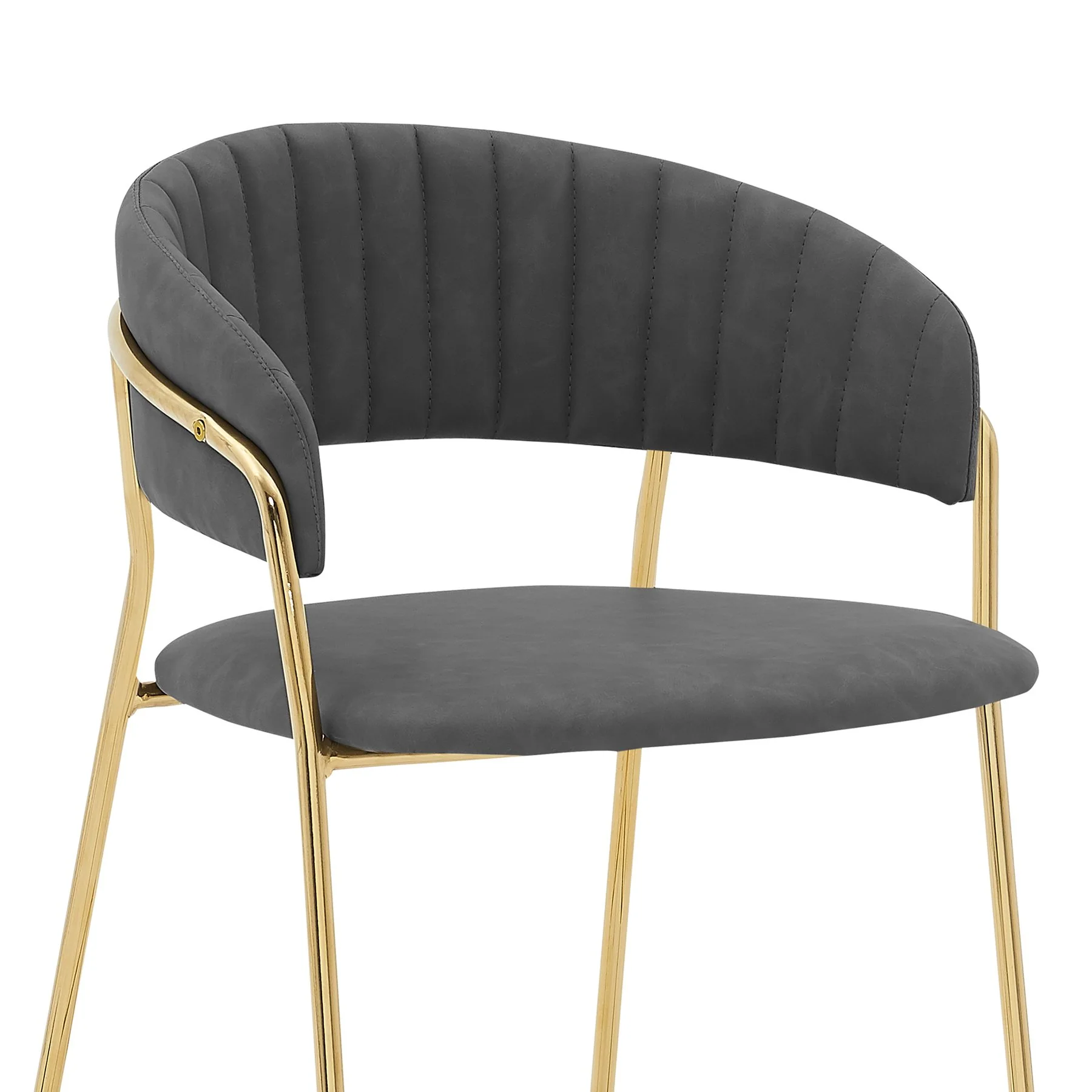 Nara 26" Gray Faux Leather and Metal Counter Height Barstool with Gold Frame - Image 4