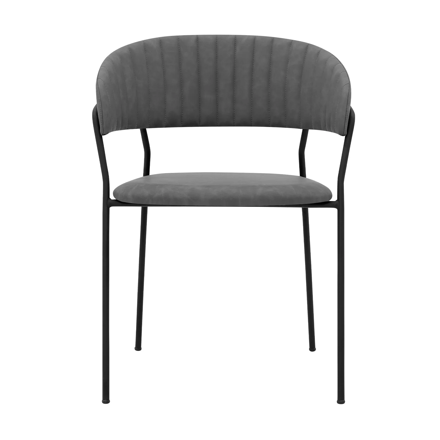 Nara Modern Gray Faux Leather and Metal Dining Room Chairs - Set of 2 - Image 3