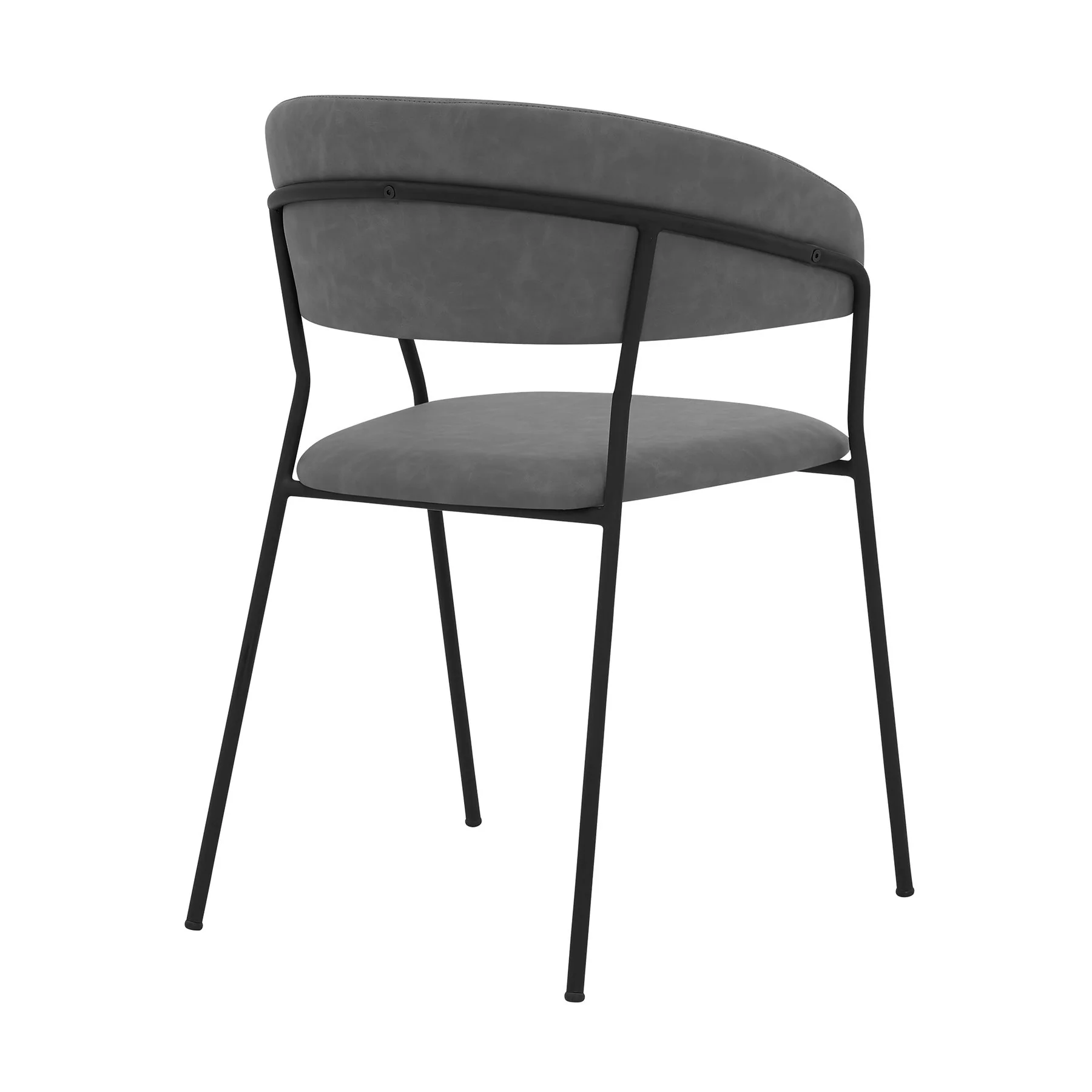 Nara Modern Gray Faux Leather and Metal Dining Room Chairs - Set of 2 - Image 4