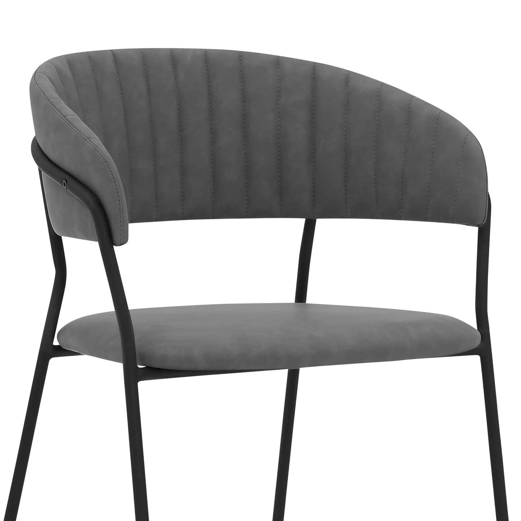 Nara Modern Gray Faux Leather and Metal Dining Room Chairs - Set of 2 - Image 5