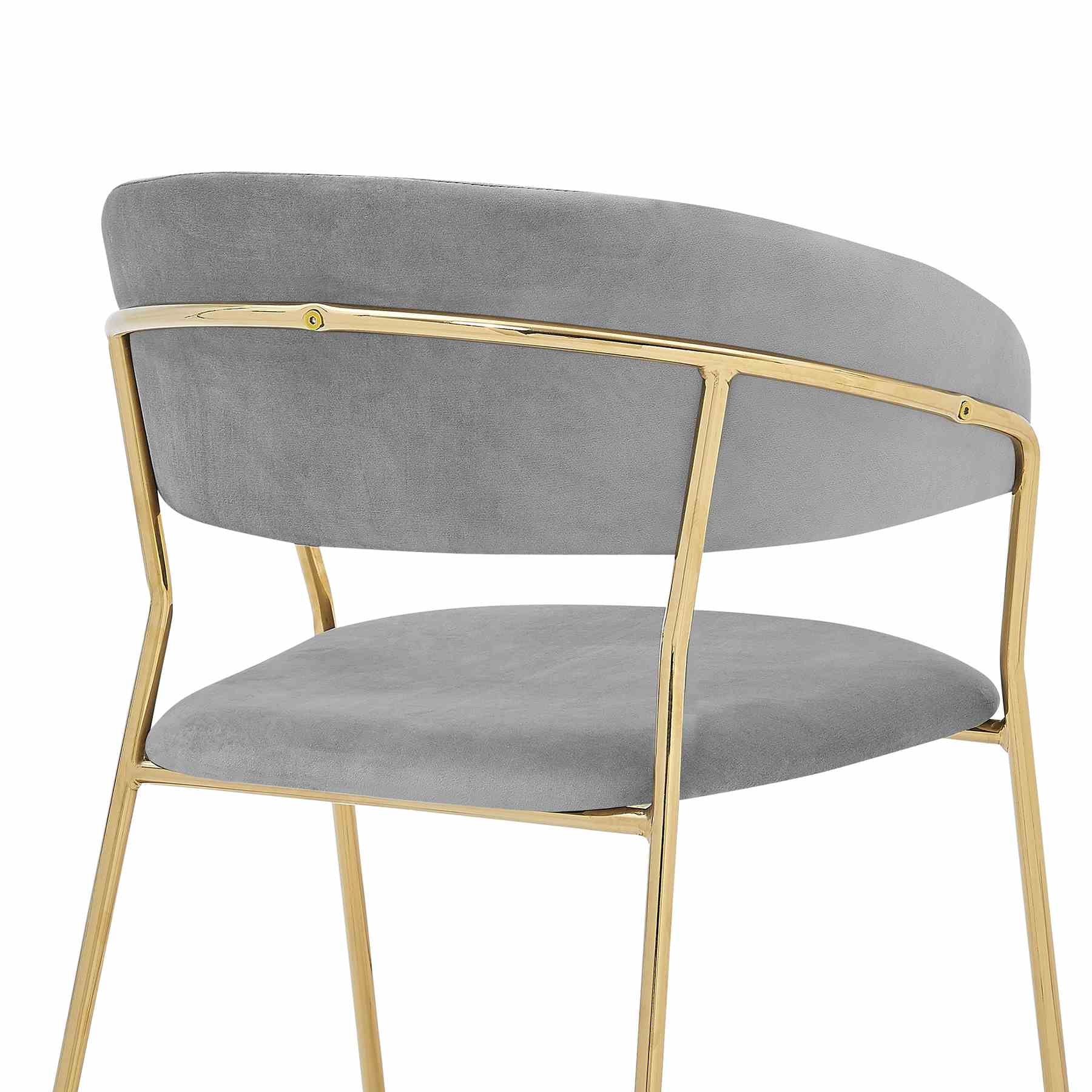 Nara Modern Gray Velvet and Gold Metal Leg Dining Room Chairs - Set of 2 - Image 6